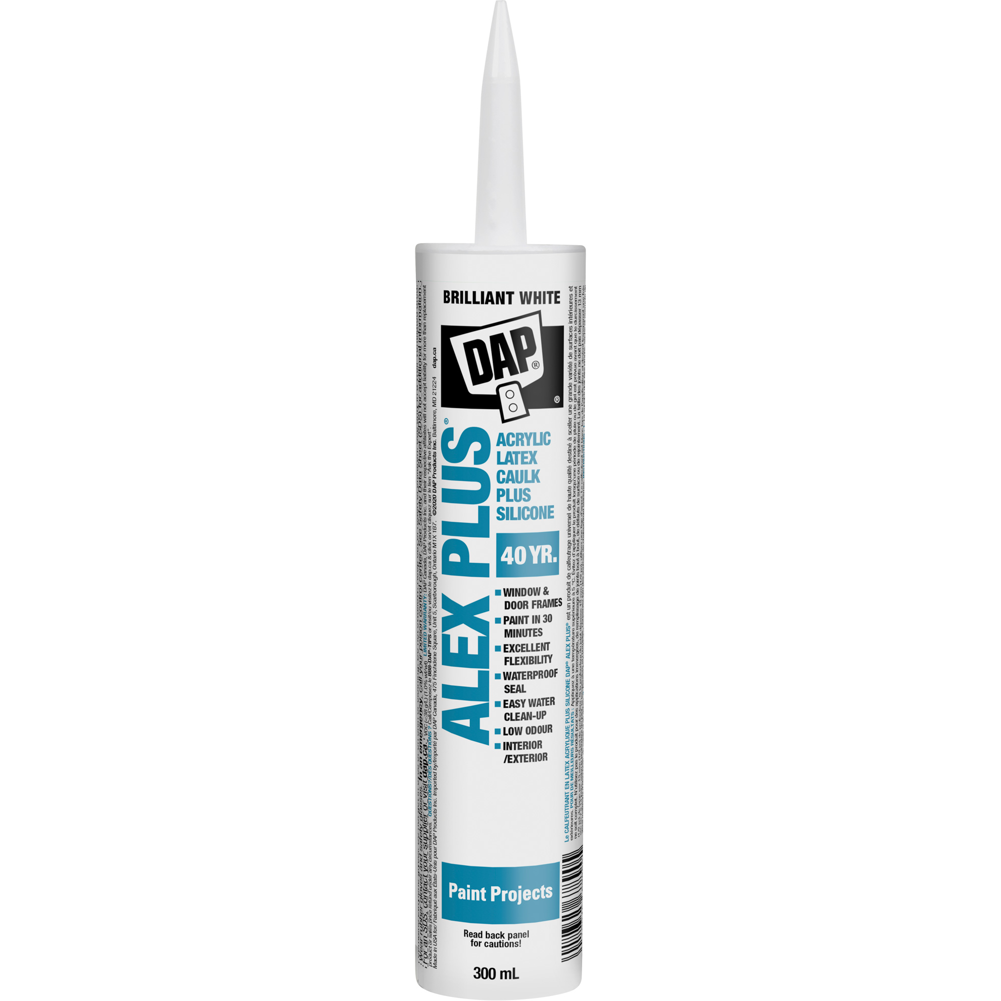 Produit de calfeutrage tout usage au latex acrylique et silicone Alex PlusMD