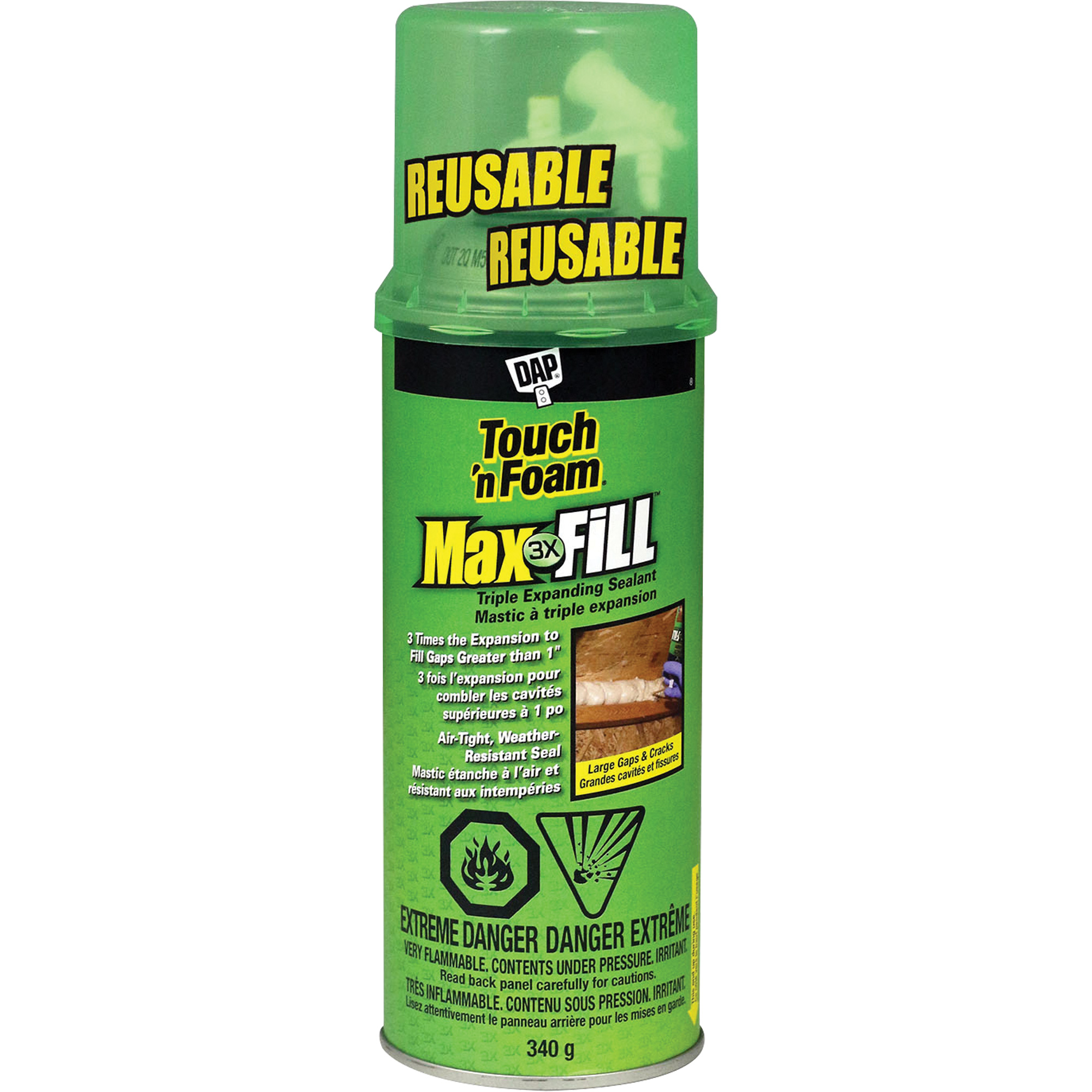 Scellant à triple expansion Touch 'n FoamMD Max FillMC, 340 g, Canette aérosol, Crème