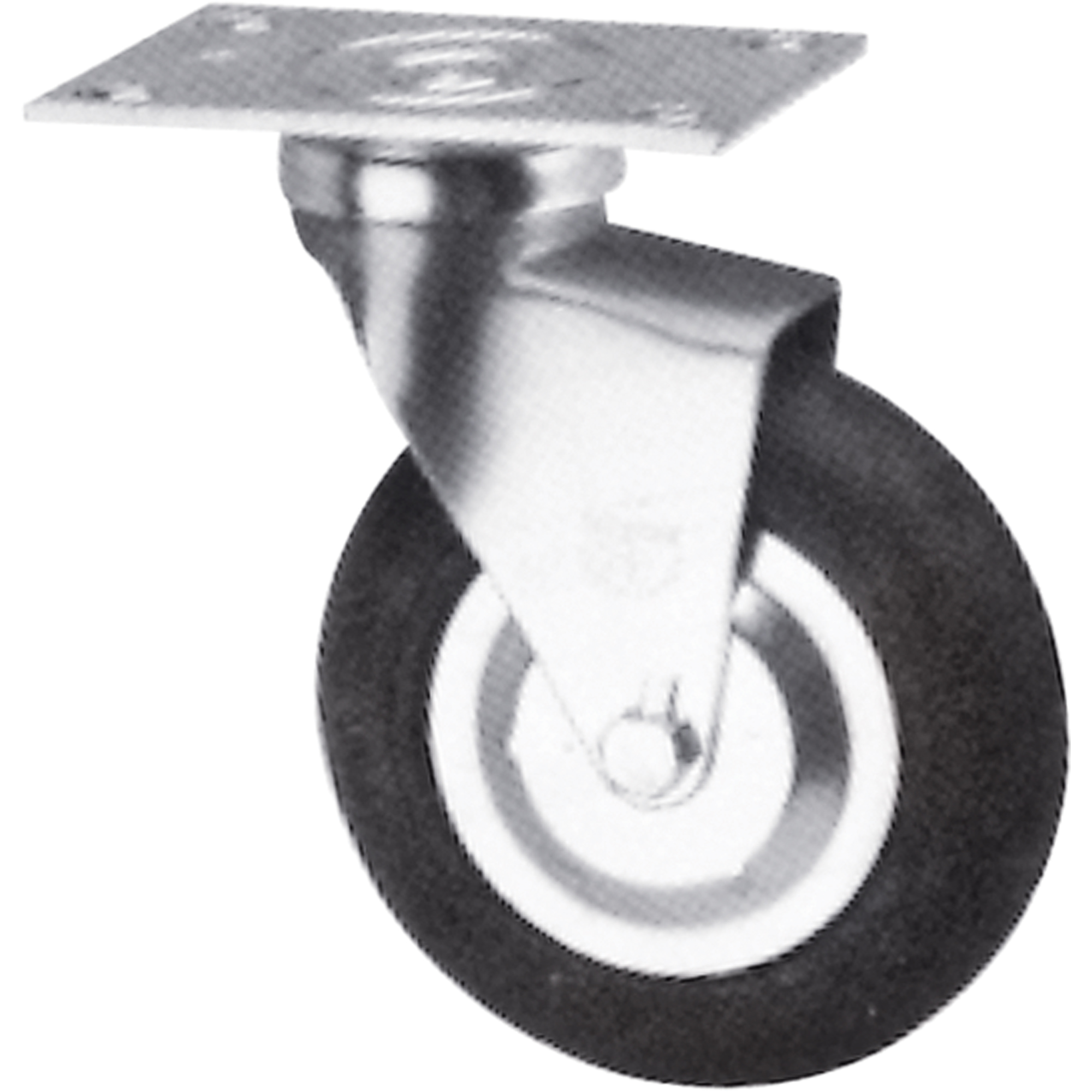 Roulette, Pivotant, 4" (101,6 mm), Néoprène, 125 lb (57 kg)