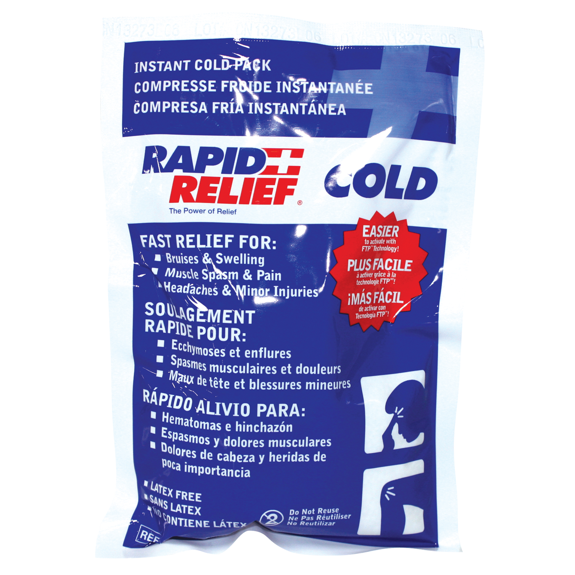 Compresse froide instantanée Rapid ReliefMD, Froid, Utilisation unique, 5" x 9"