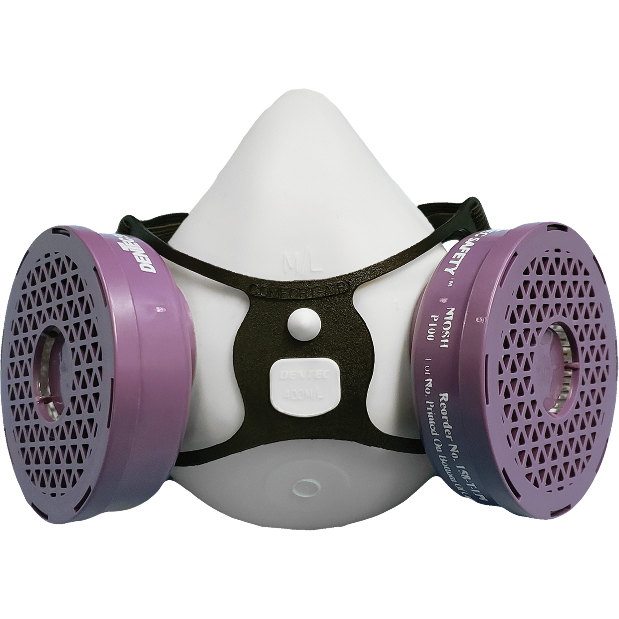 Ensemble de respirateur à demi-masque P100 Comfort-AirMD 400Nx noir sans soupape d'expiration, Élastomère/Caoutchouc, Moyen/grand