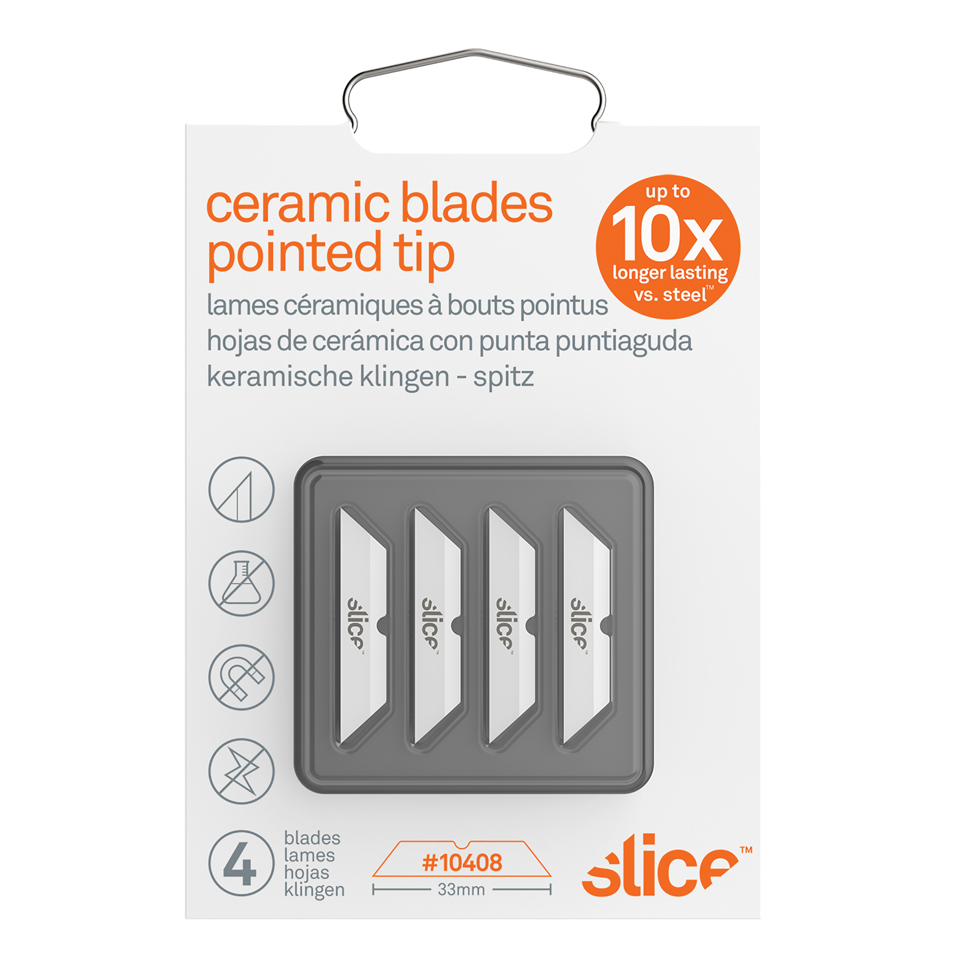 SliceMC Lames à bout pointu en céramique pour couteau pour boîte, Style Simple