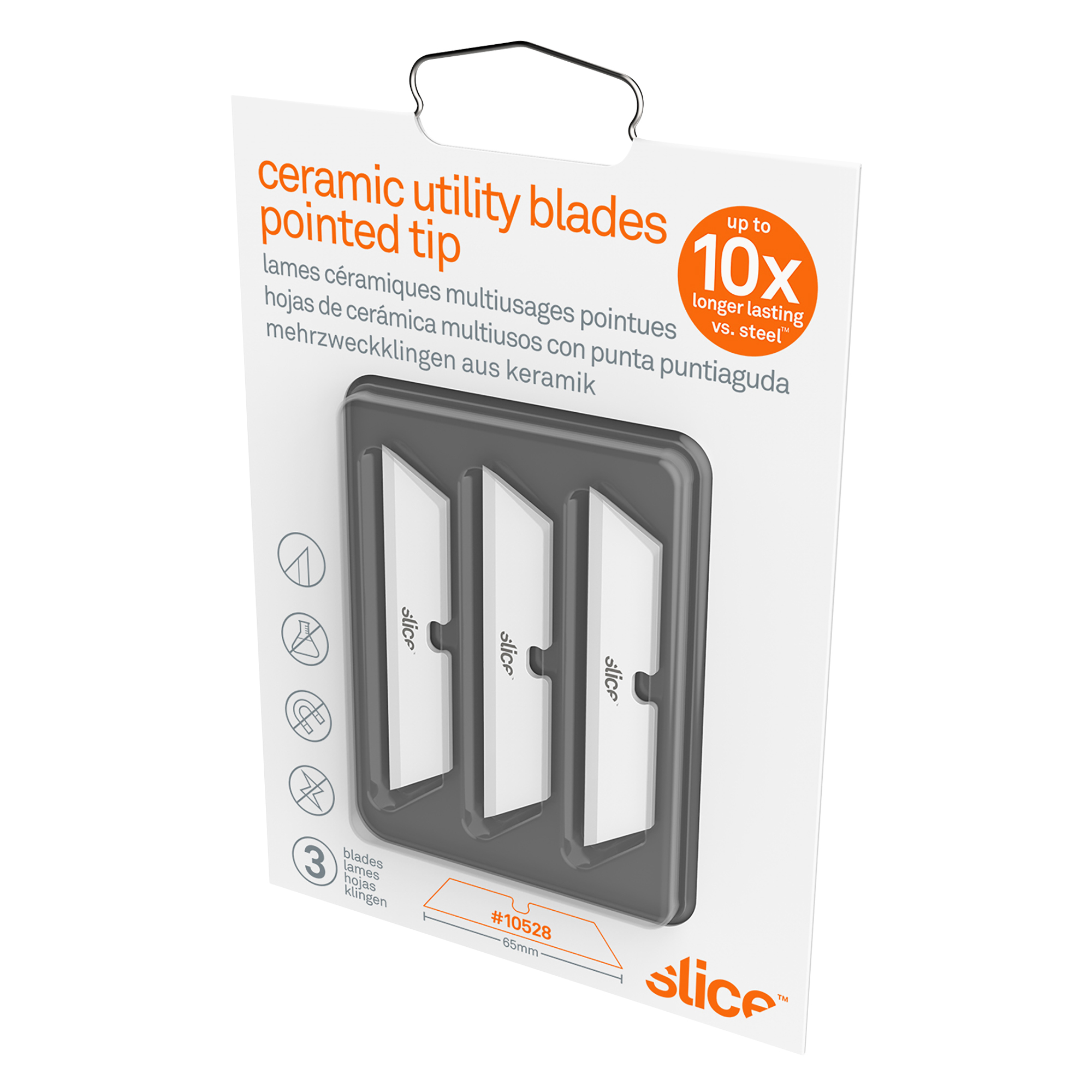 SliceMC Lames à bout pointu en céramique pour couteau utilitaire, Style Simple