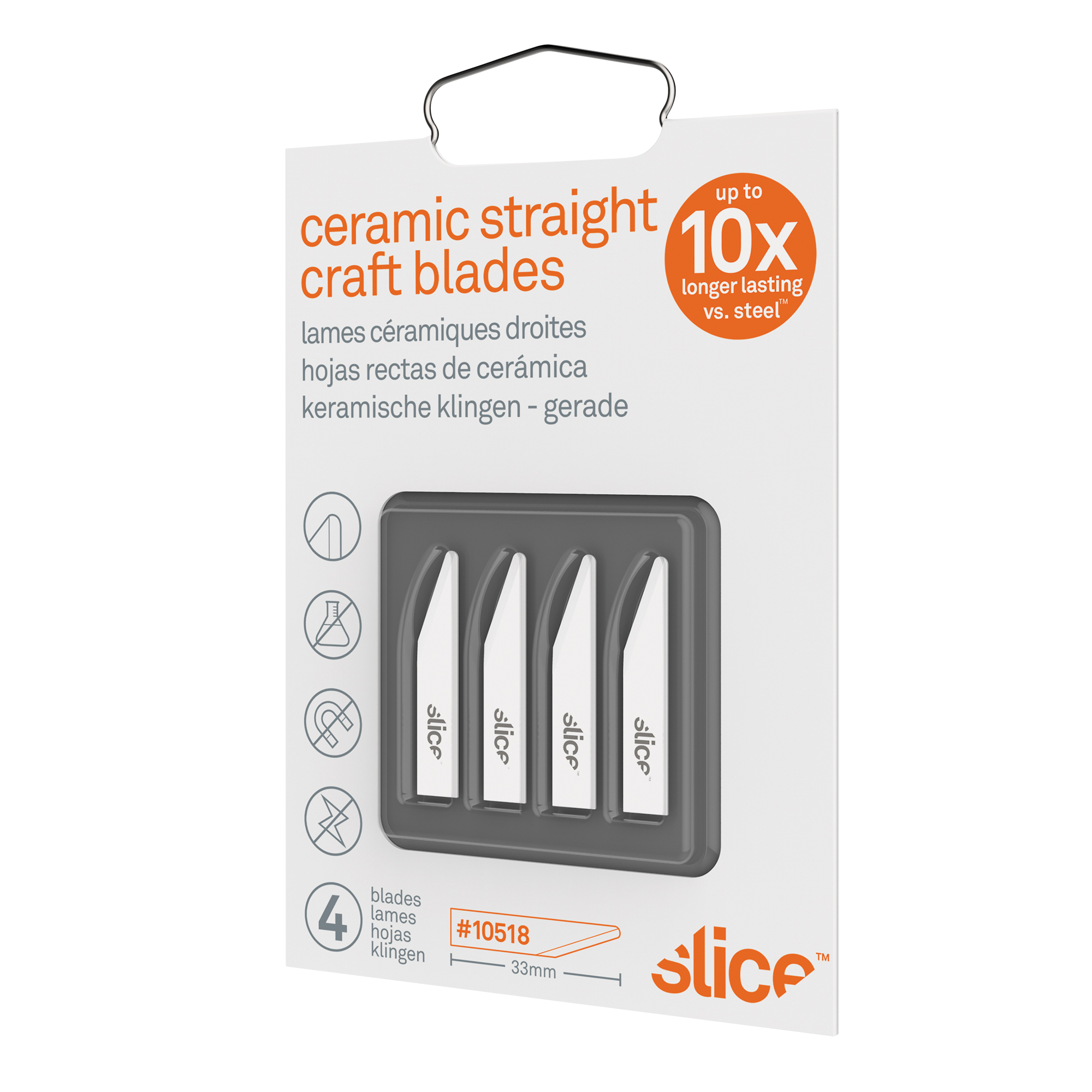 SliceMC Lames droites de couteau à bout arrondi en céramique, Style Simple