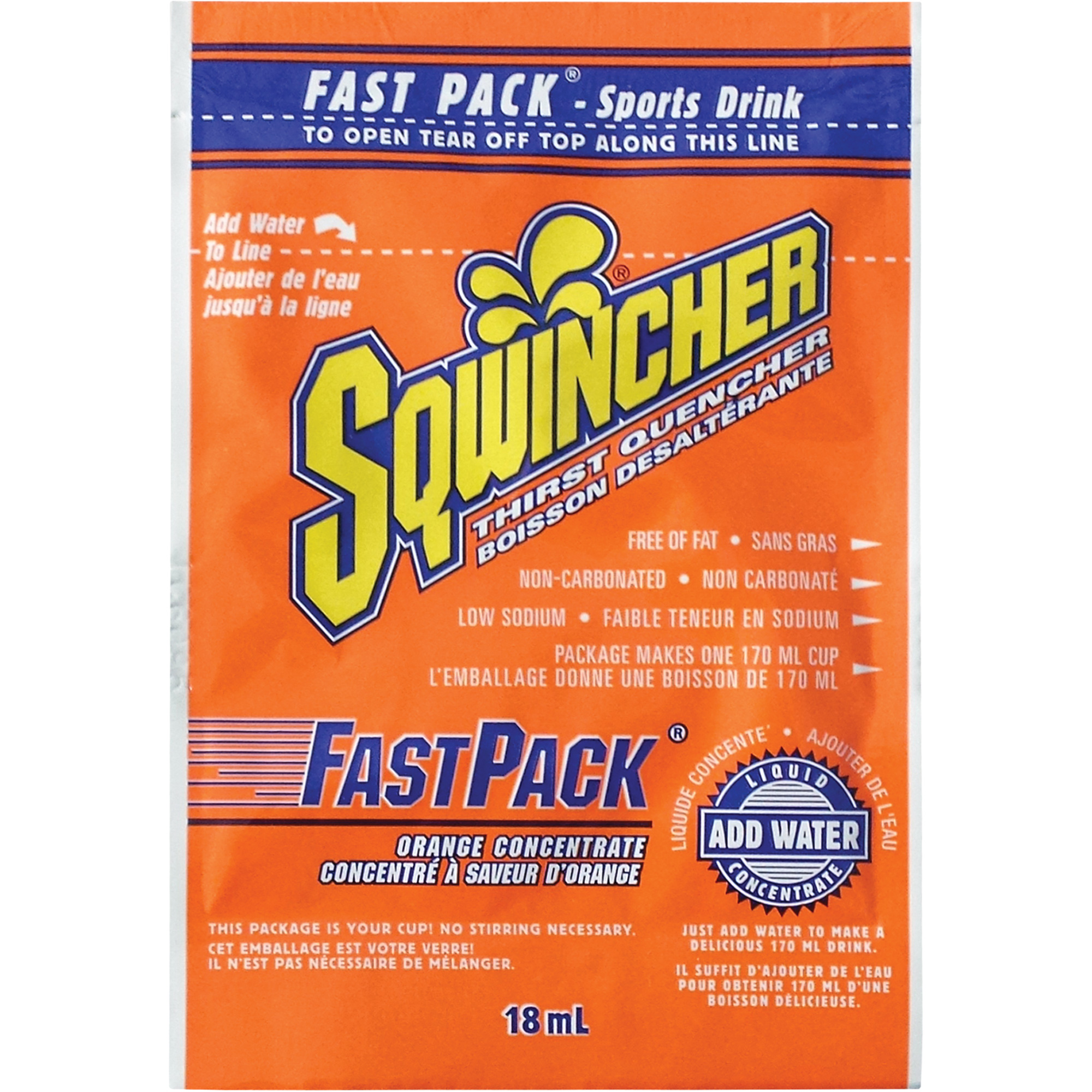 Sqwincher® Boisson de réhydratation Fast PackMD, Emballage-portion, Orange
