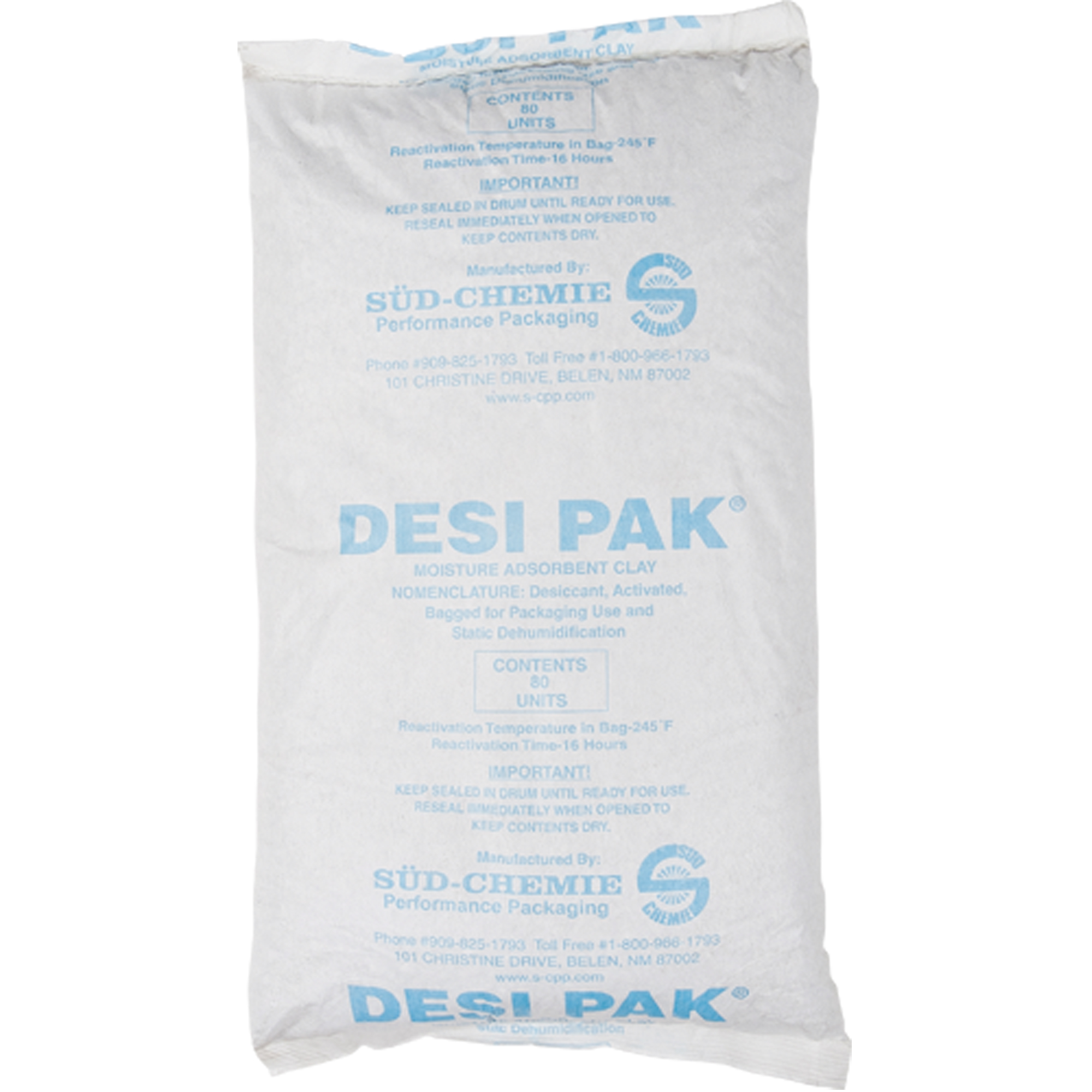 Déshydratants, Argile, sac Tyvek