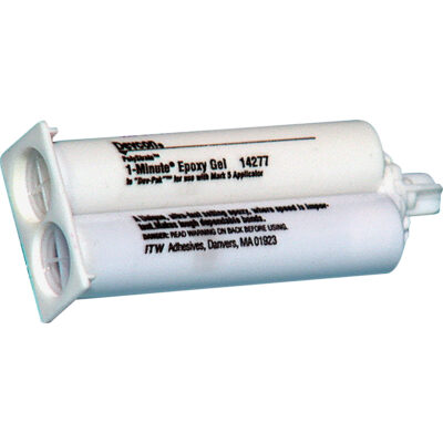 Adhésif 1 minute, 50 ml, Cartouche double, Deux composants, Ambrée