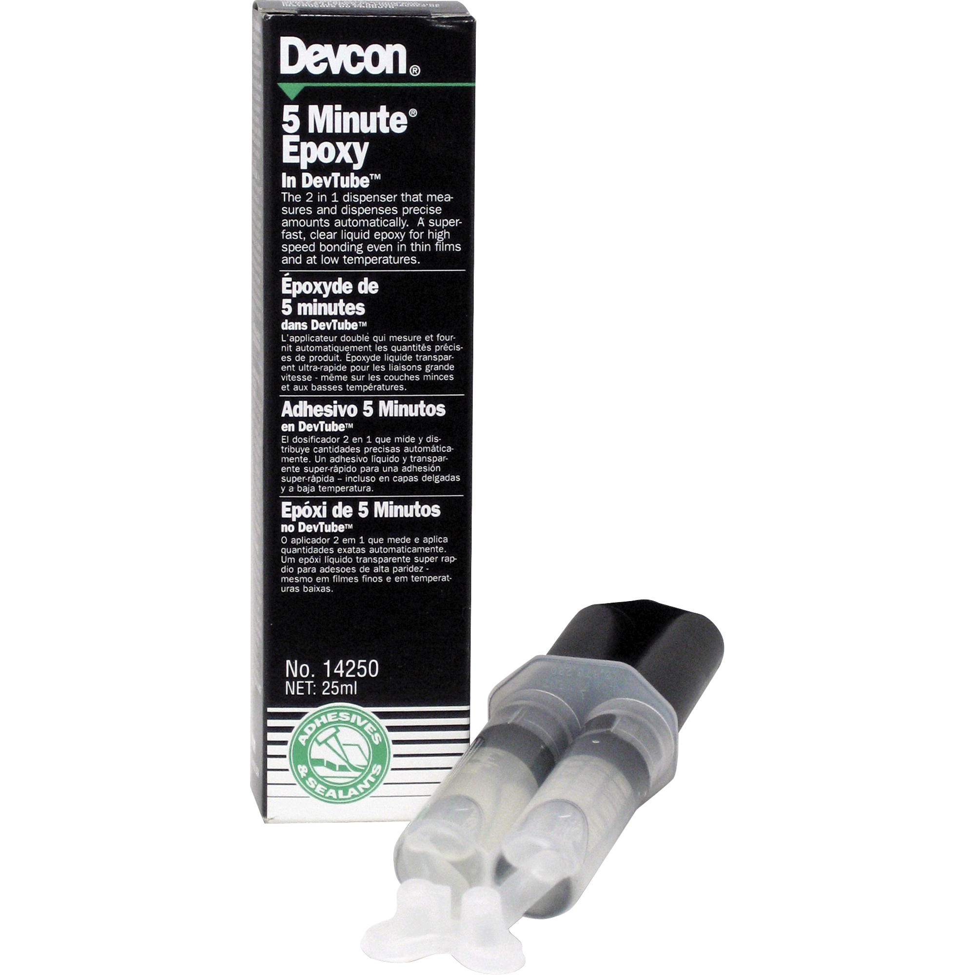 Adhésif 5 minutes, 25 ml, Cartouche double, Deux composants, Transparent