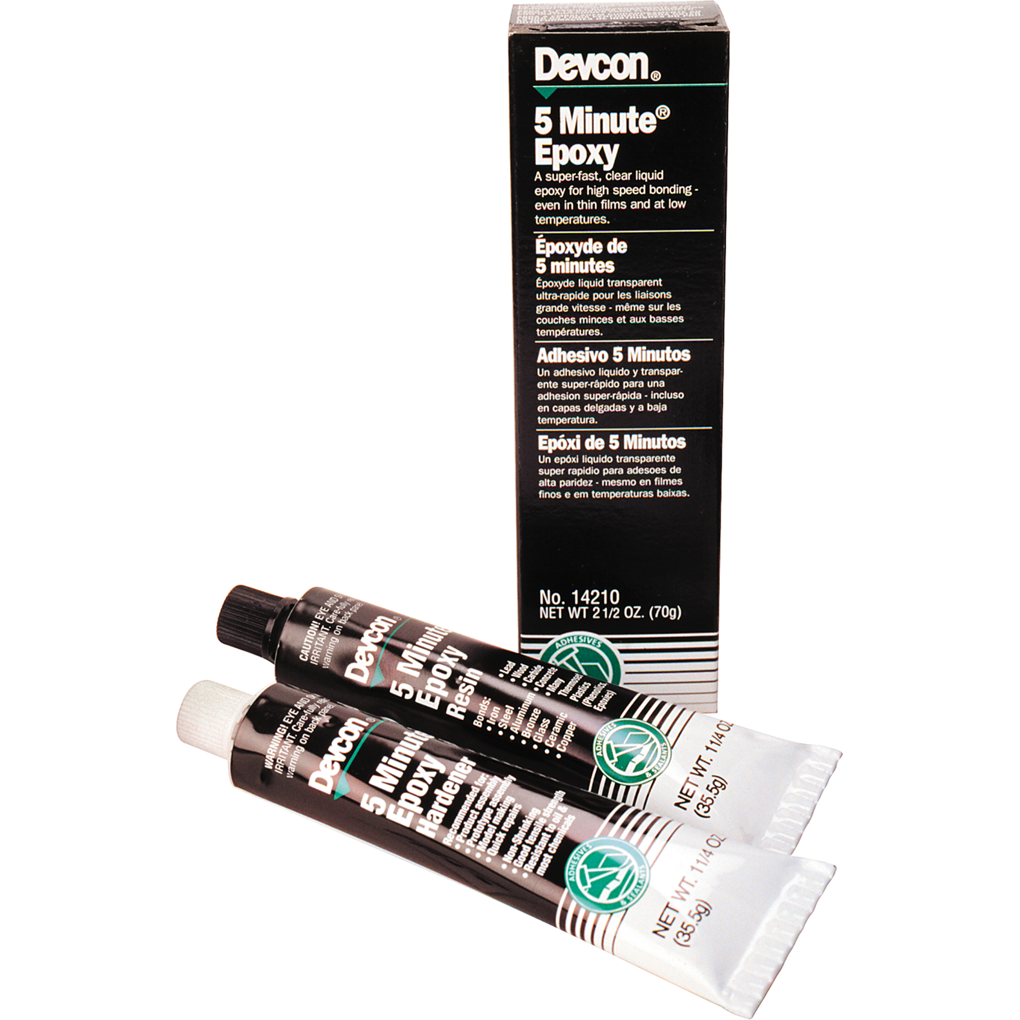 Adhésif 5 minutes, 70 g, Tube, Deux composants, Transparent