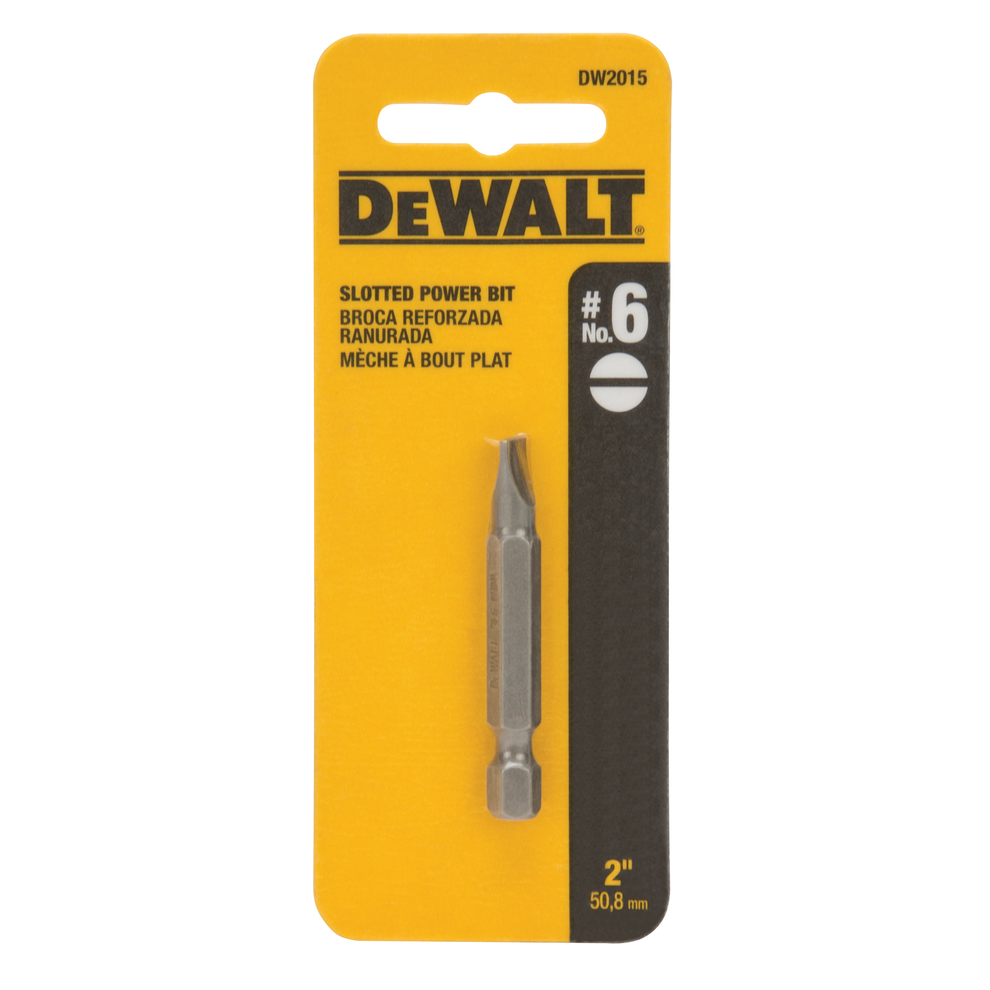 Embout de tournevis, Fente, Embout #6, Prise 1/4", Longueur 2"