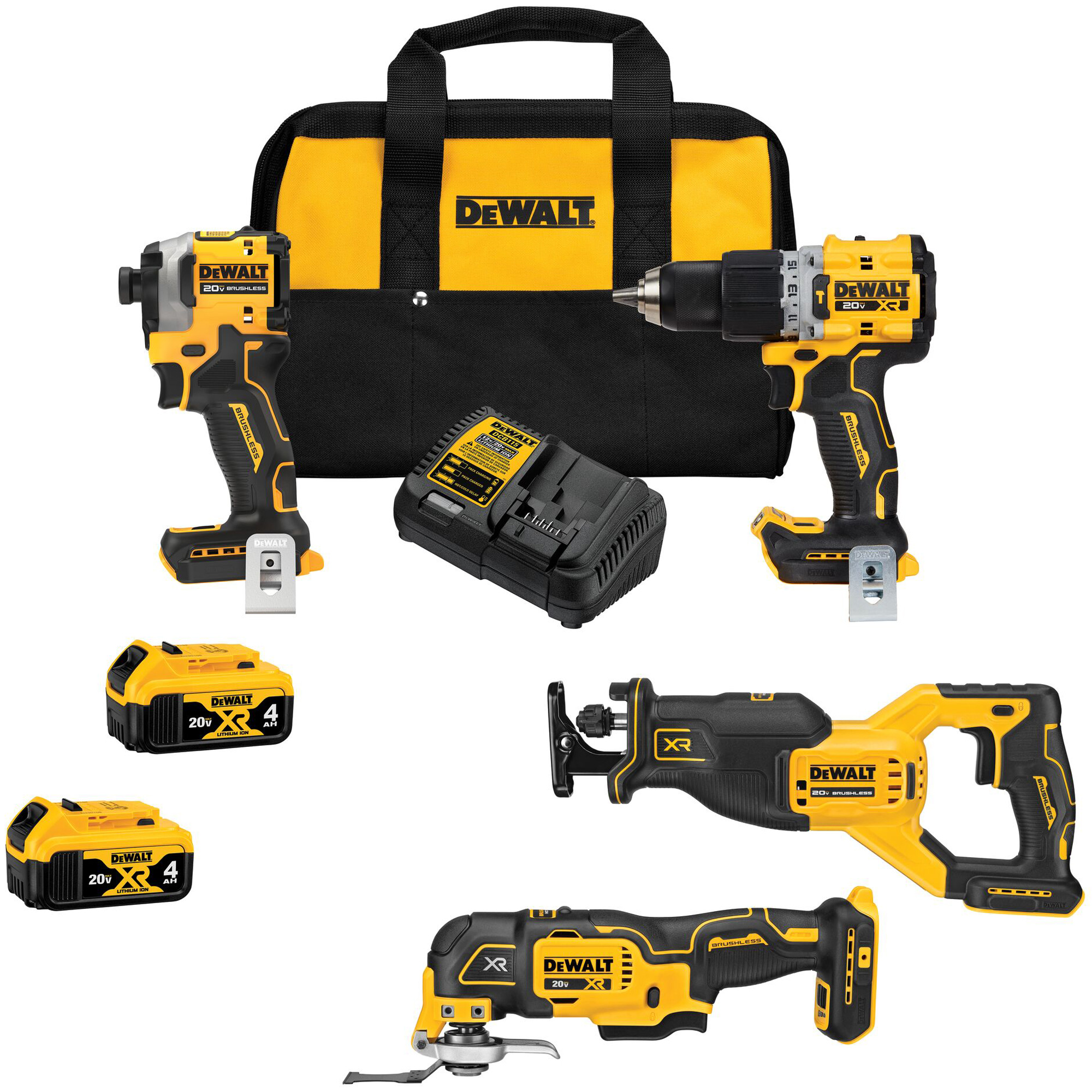 Ensemble combiné de quatre outils sans balai, Lithium-ion, 20 V