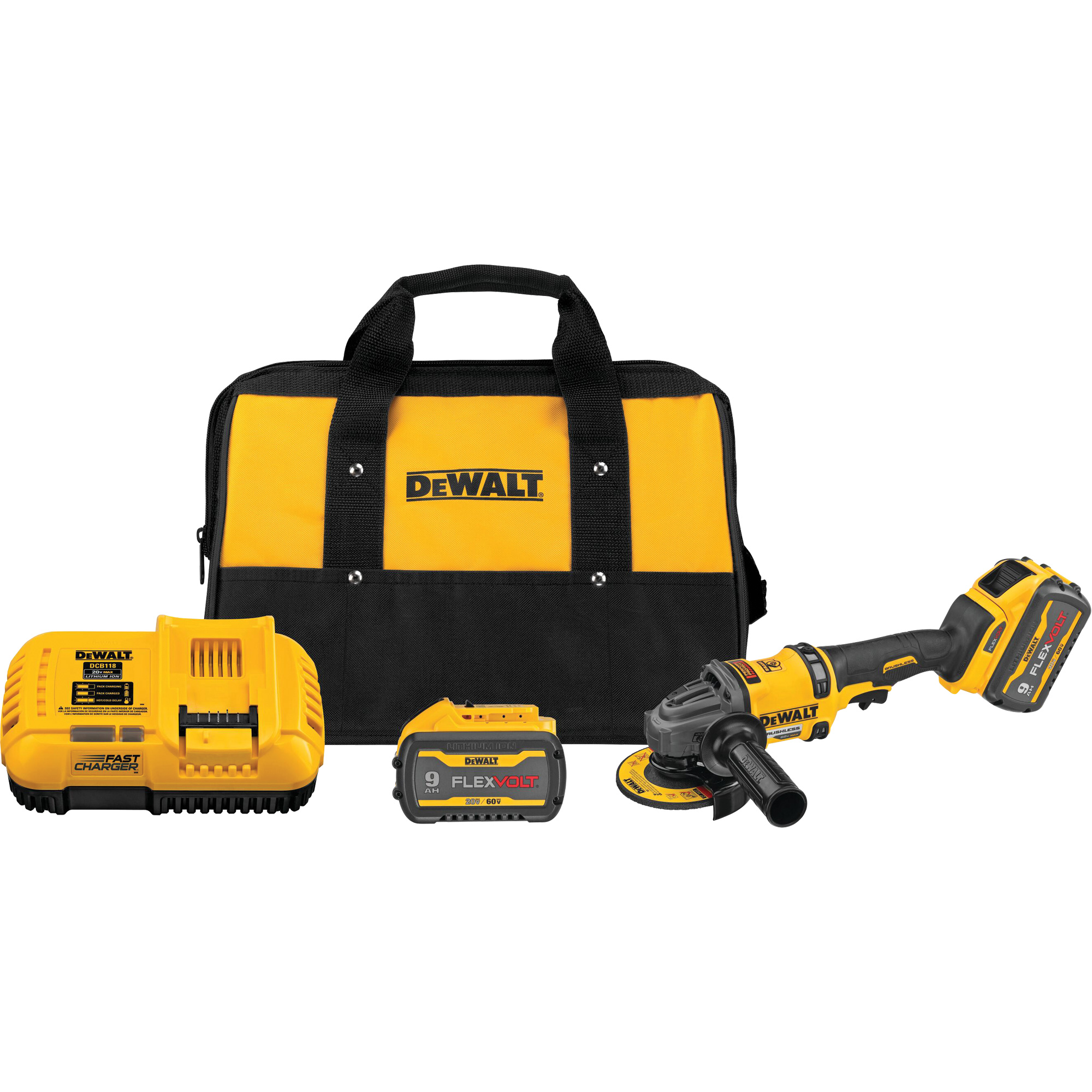 Ensemble de meuleuse sans balai FlexVoltMD avec frein antirecul, Roue de 4-1/2" - 6", 60 V