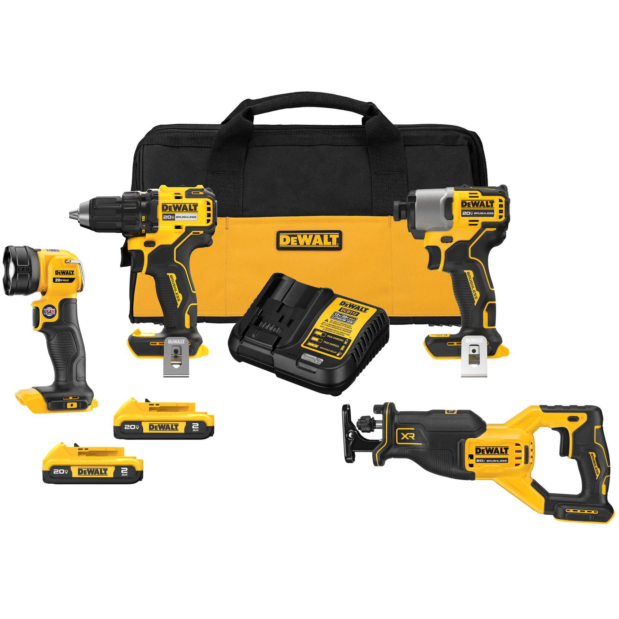 Ensemble de quatre outils combinés sans fil et sans balai XRMD, Lithium-ion, 20 V