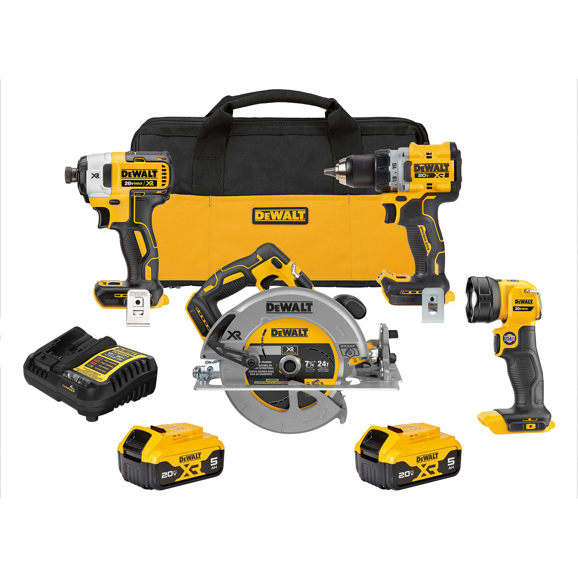 Ensemble de quatre outils combinés sans fil et sans balai XRMD, Lithium-ion, 20 V