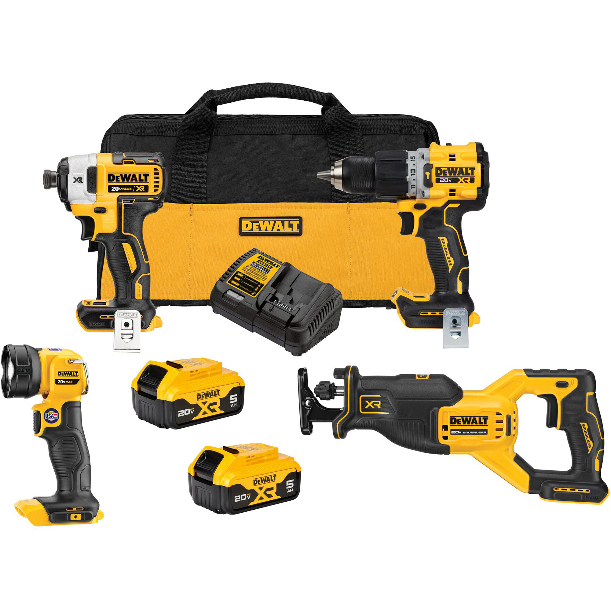 Ensemble de quatre outils combinés sans fil et sans balai XRMD, Lithium-ion, 20 V