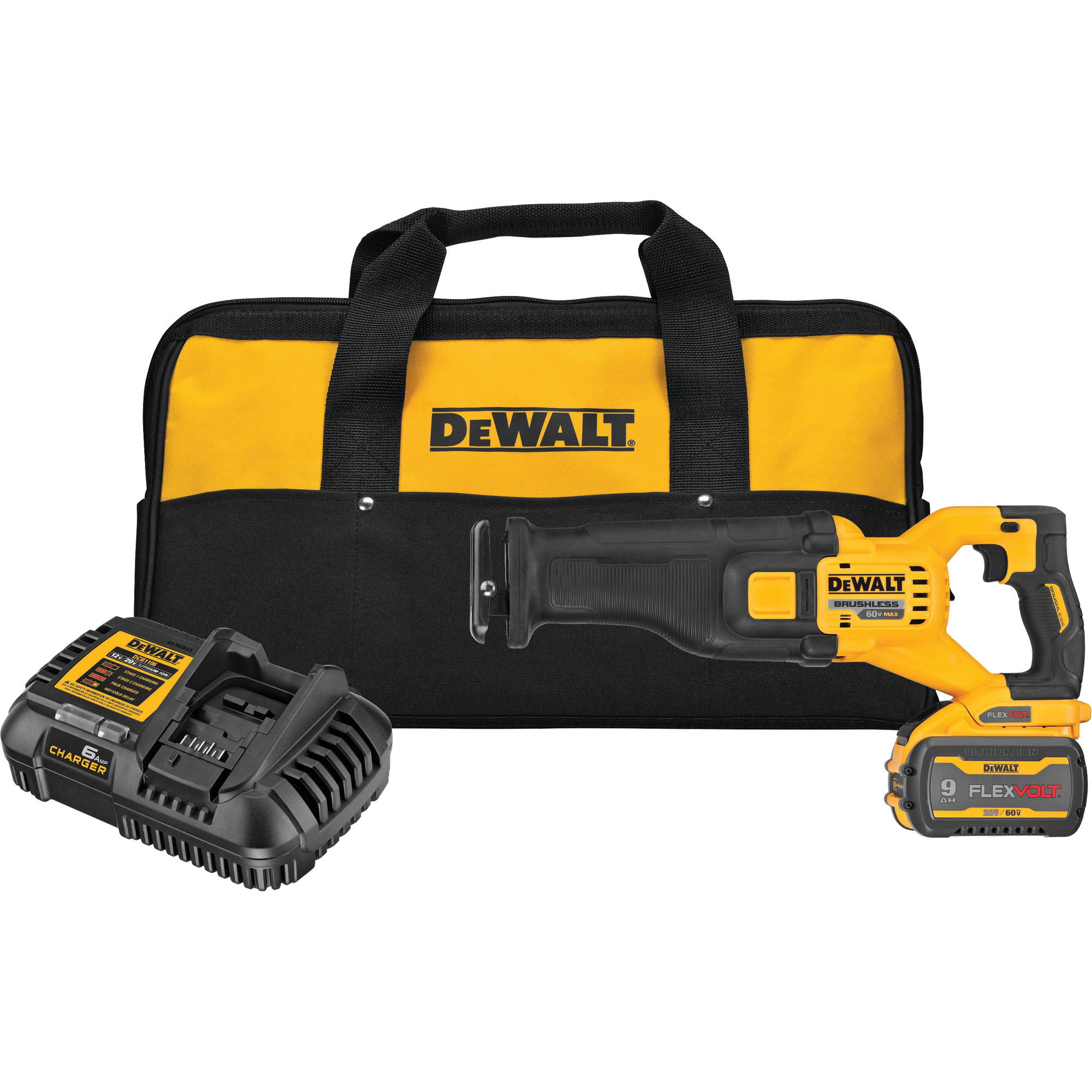 Ensemble de scie alternative sans balai FlexVoltMD Max, 60 V, Lithium-ion Bloc-pile, 0-3000 coups/min