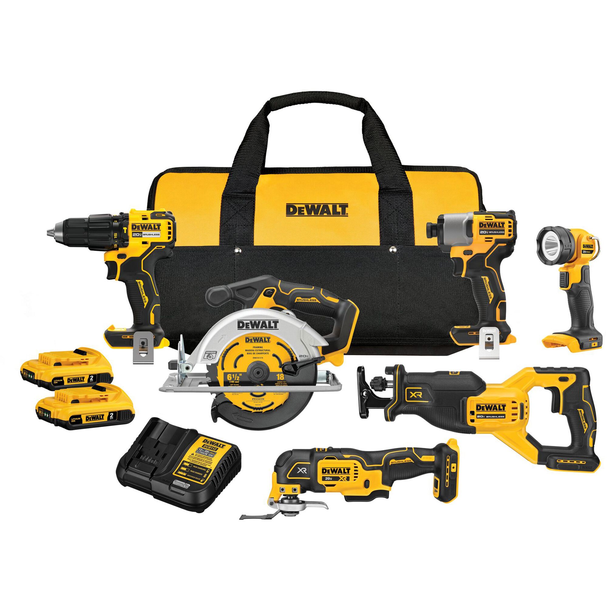 Ensemble de six outils à moteur sans balai V20, Lithium-ion, 20 V