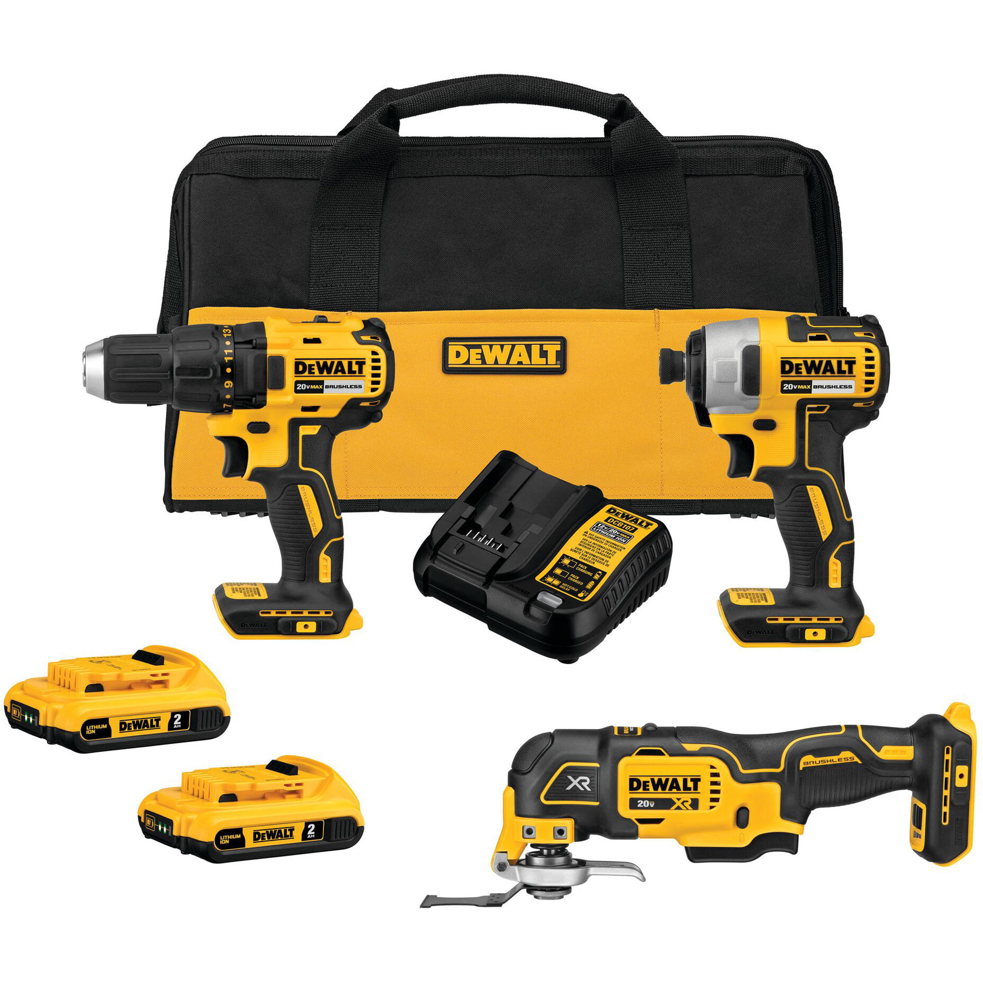 Ensemble de trois outils combinés sans fil et sans balai, Lithium-ion, 20 V