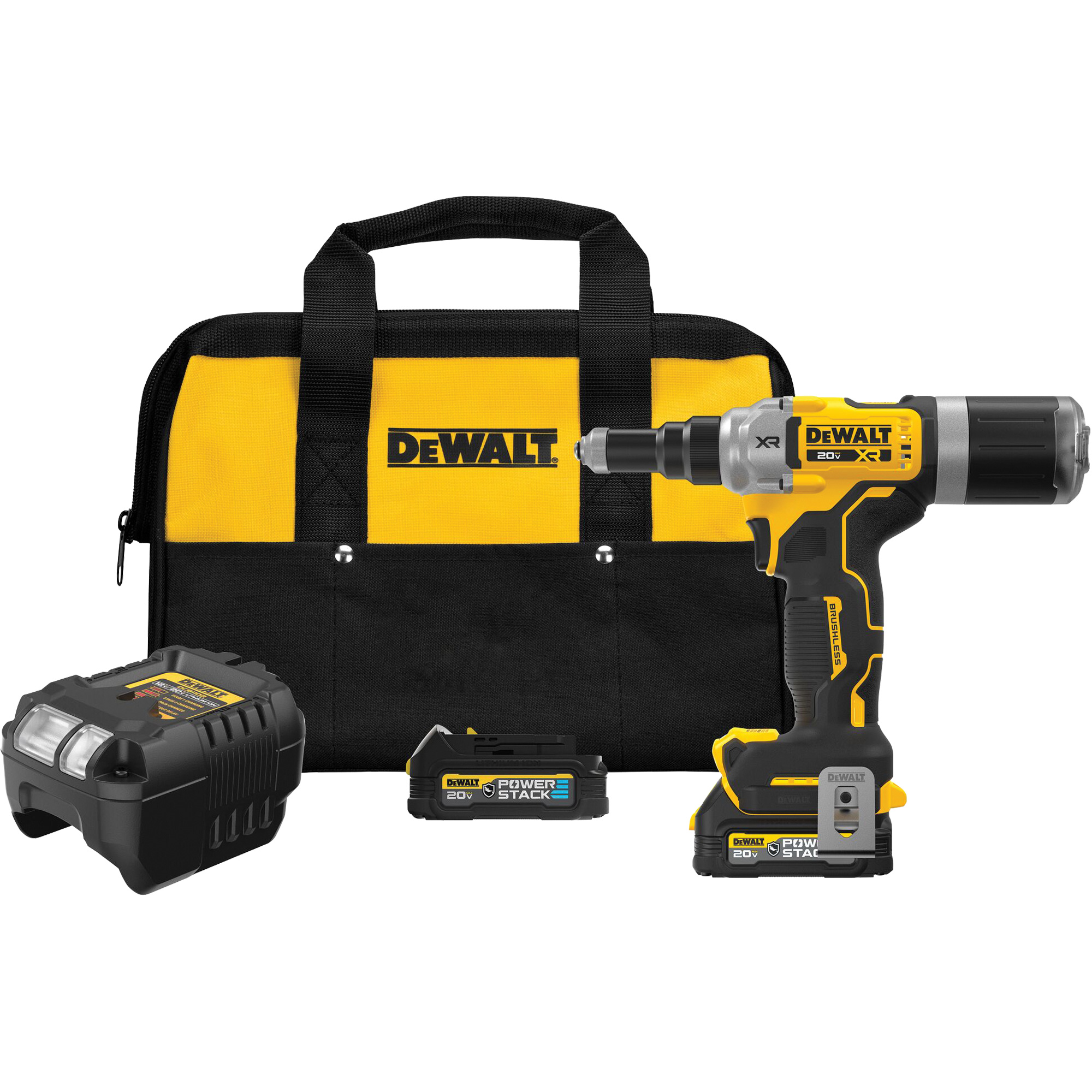 Ensemble d'outil à riveter sans fil et sans balai 1/4" XRMD avec POWERSTACKMC