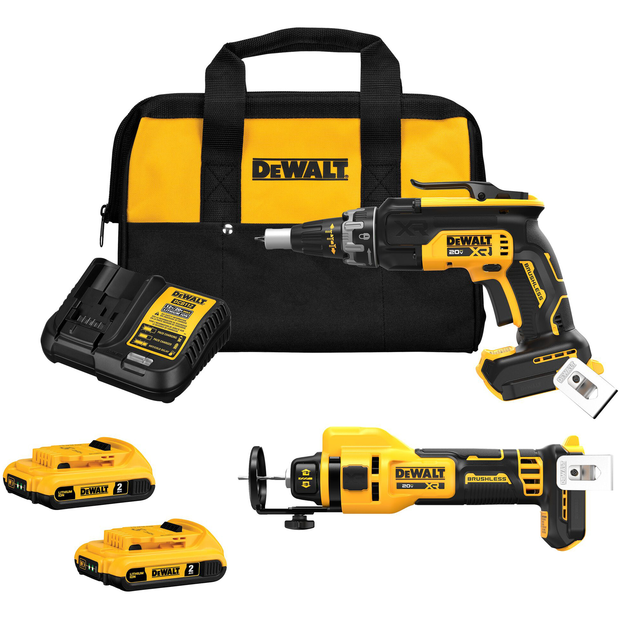 Ensemble d'outil de découpage & visseuse sans balai pour cloison sèche XRMD, Lithium-ion, 20 V