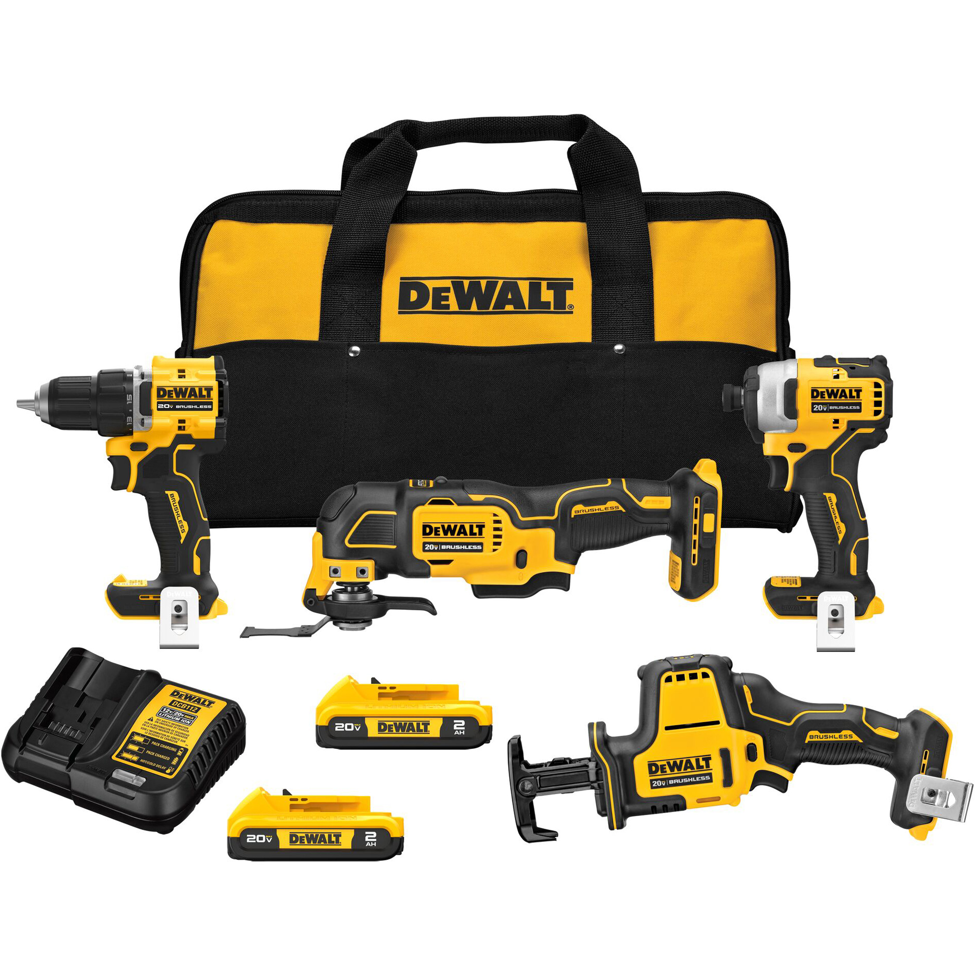 Ensemble quatre outils sans fil à moteur sans balai ATOMIC, Lithium-ion, 20 V