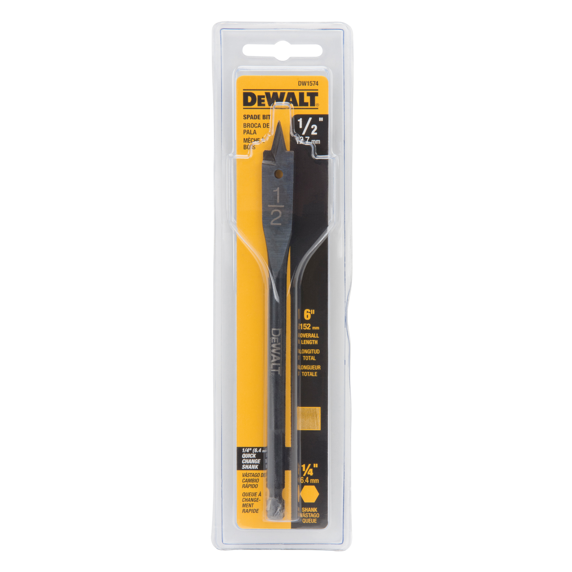 Foret à trois pointes, Diamètre de 1/2", Tige 1/2", Longeur de 6"