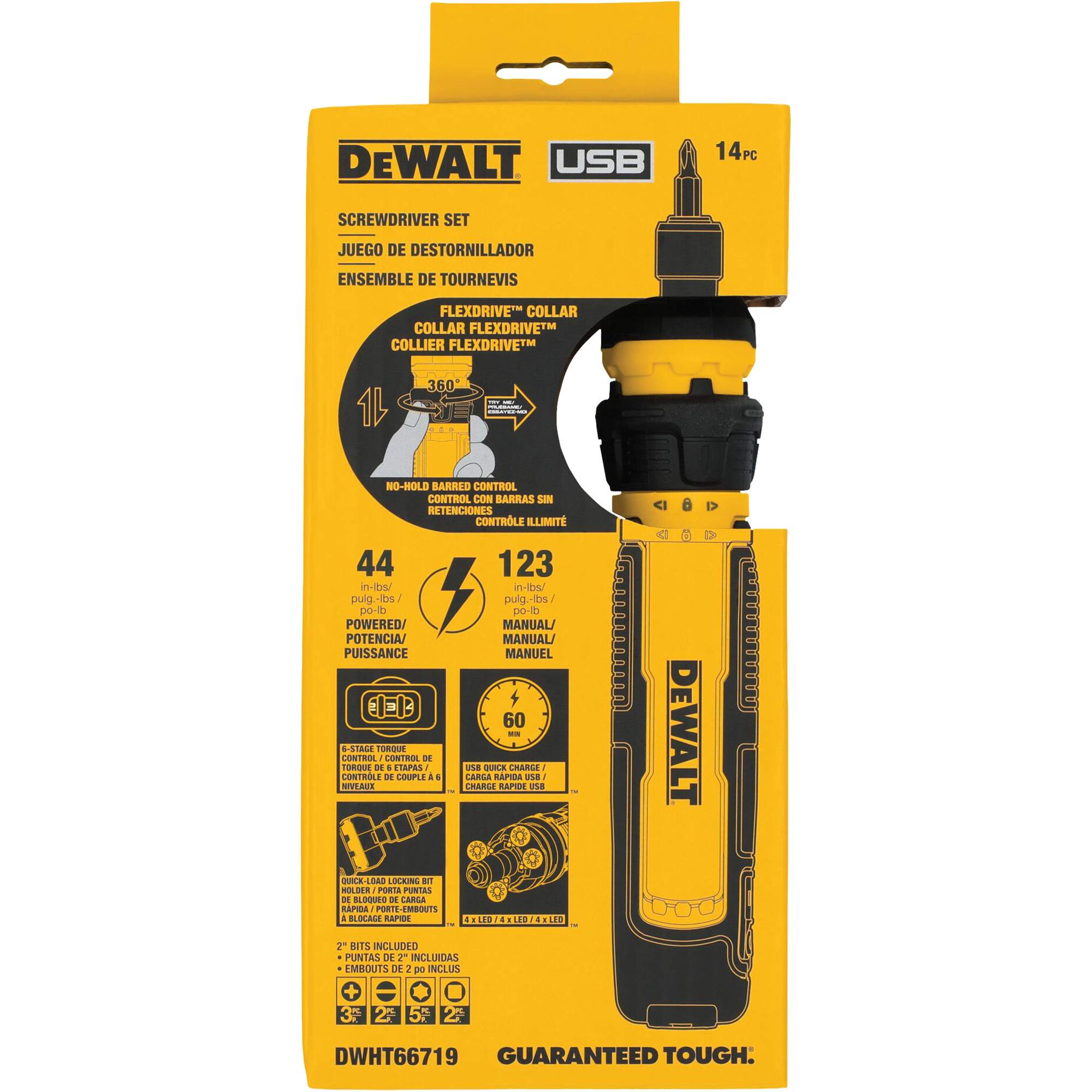 Jeu de tournevis sans fil de 14 morceaux avec commande FLEXDRIVEMC, 4 V, 44 lb-po/5 Nm couple max.