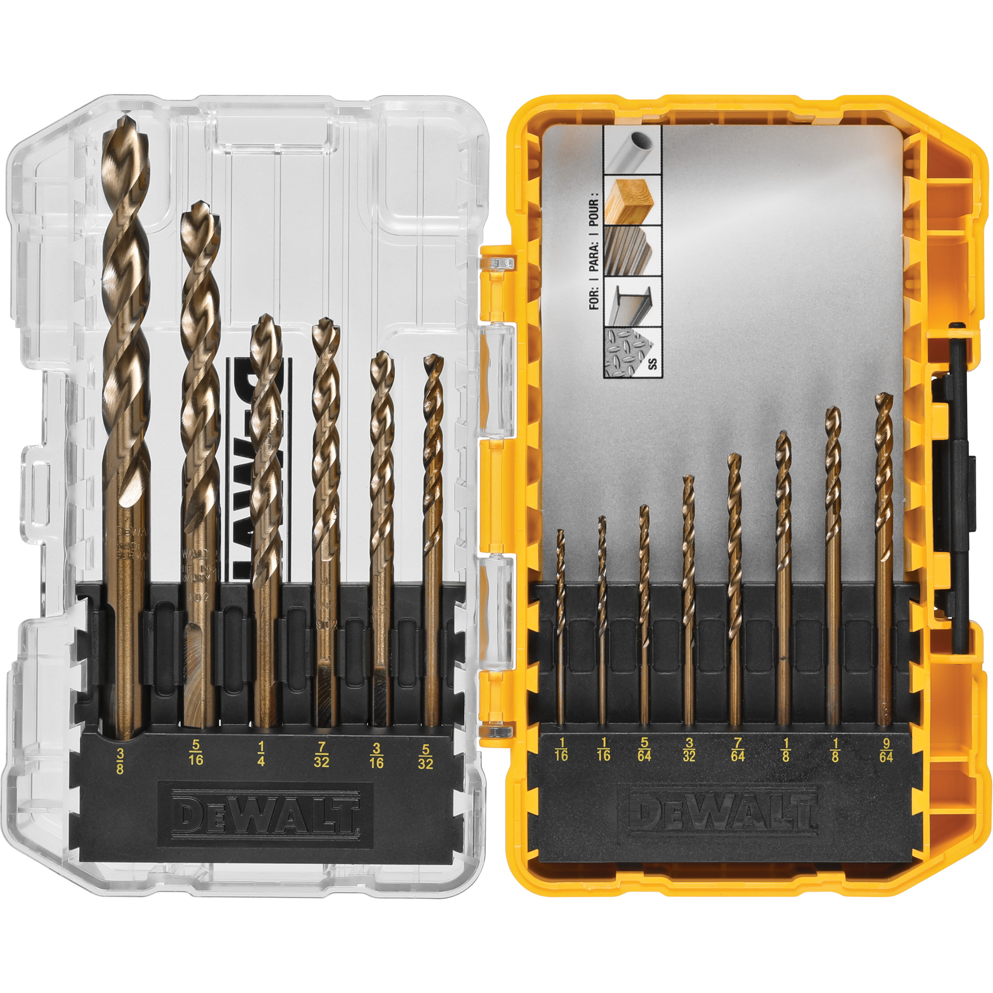 Jeu d'embouts de calibre industriel Pilot PointMD pour perceuse, 14 morceaux, Cobalt