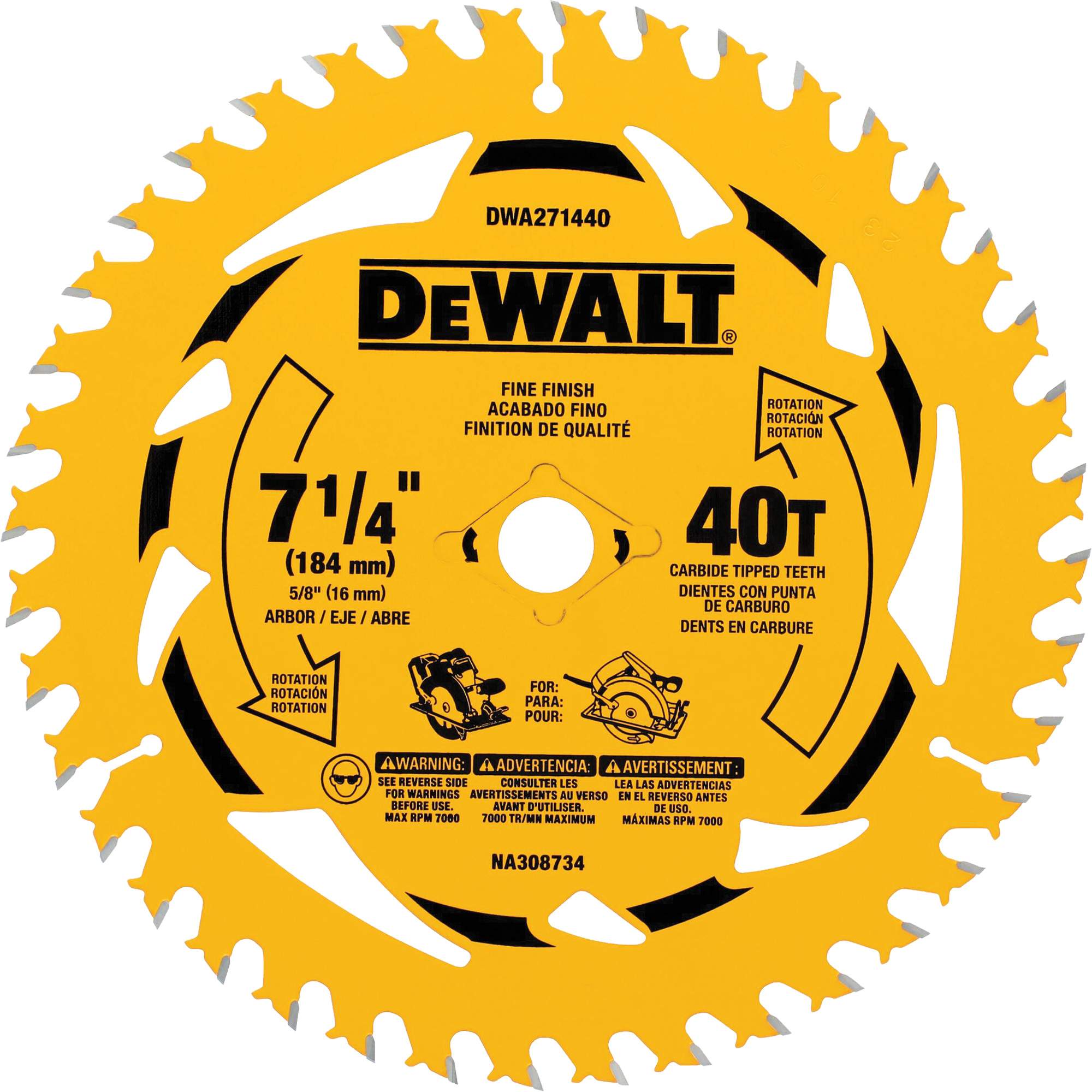 Lame de scie circulaire, 7-1/4", 40 dents, Pour Bois
