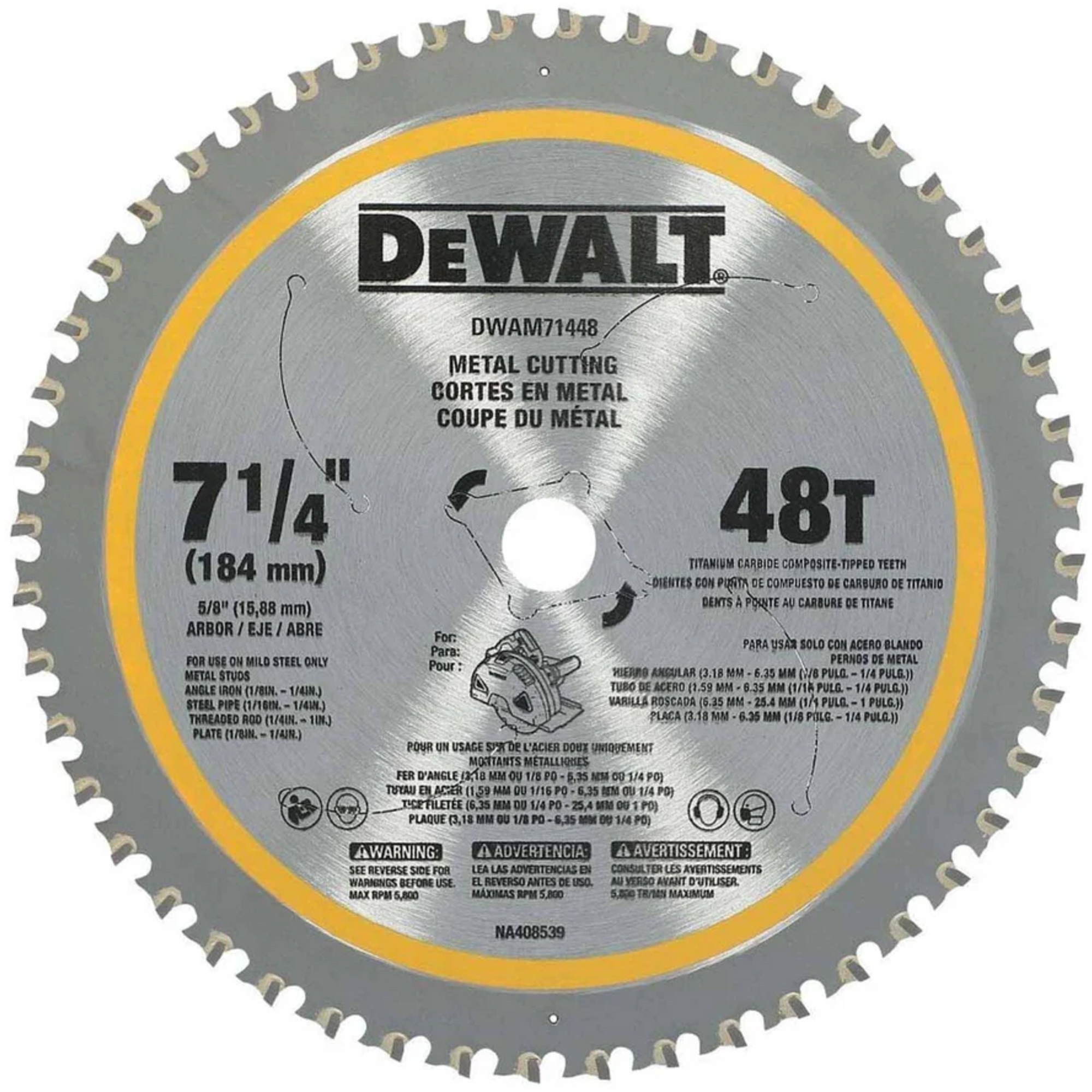 Lame de scie circulaire, 7-1/4", 48 dents, Pour Métal