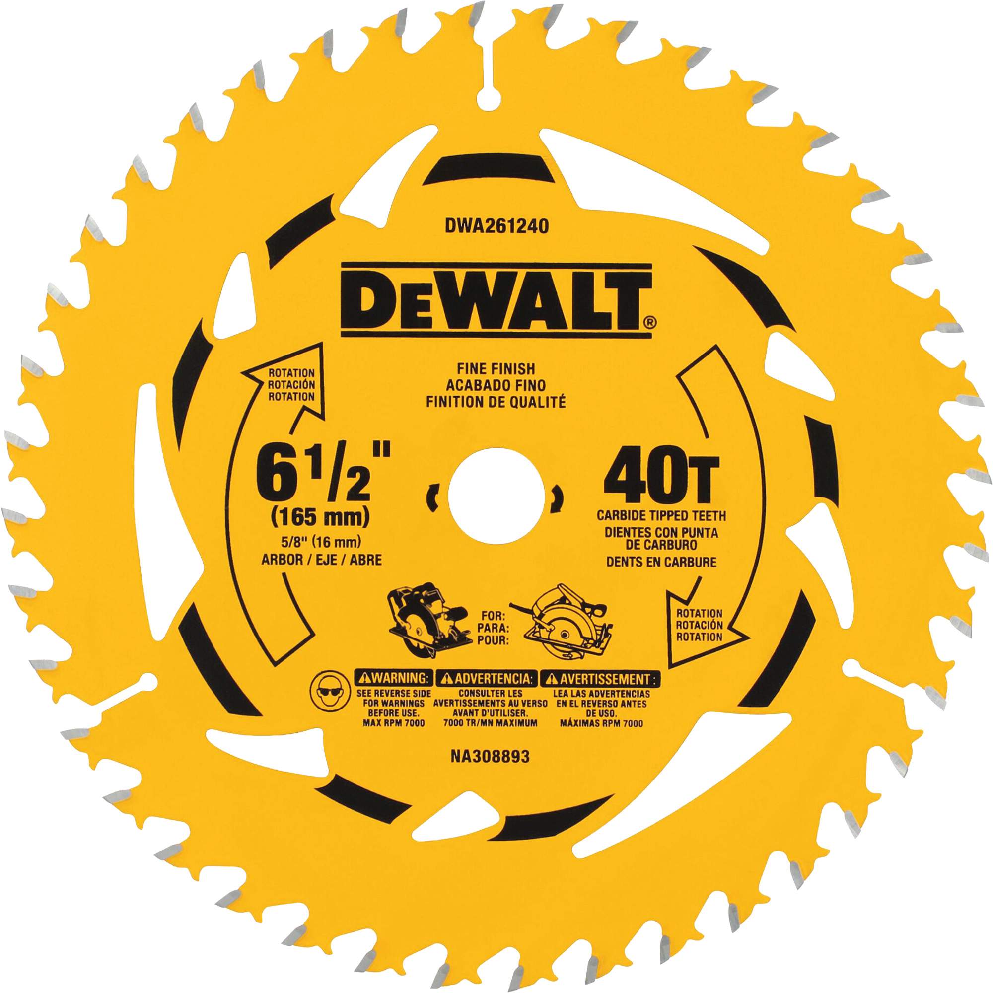 Lame de scie circulaire à charpente, 6-1/2", 40 dents, Pour Bois