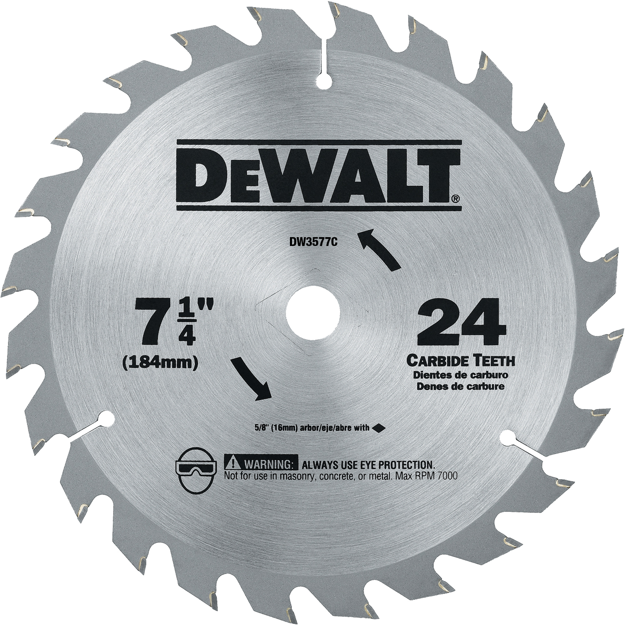 Lame de scie circulaire en carbure, 7-1/4", 24 dents