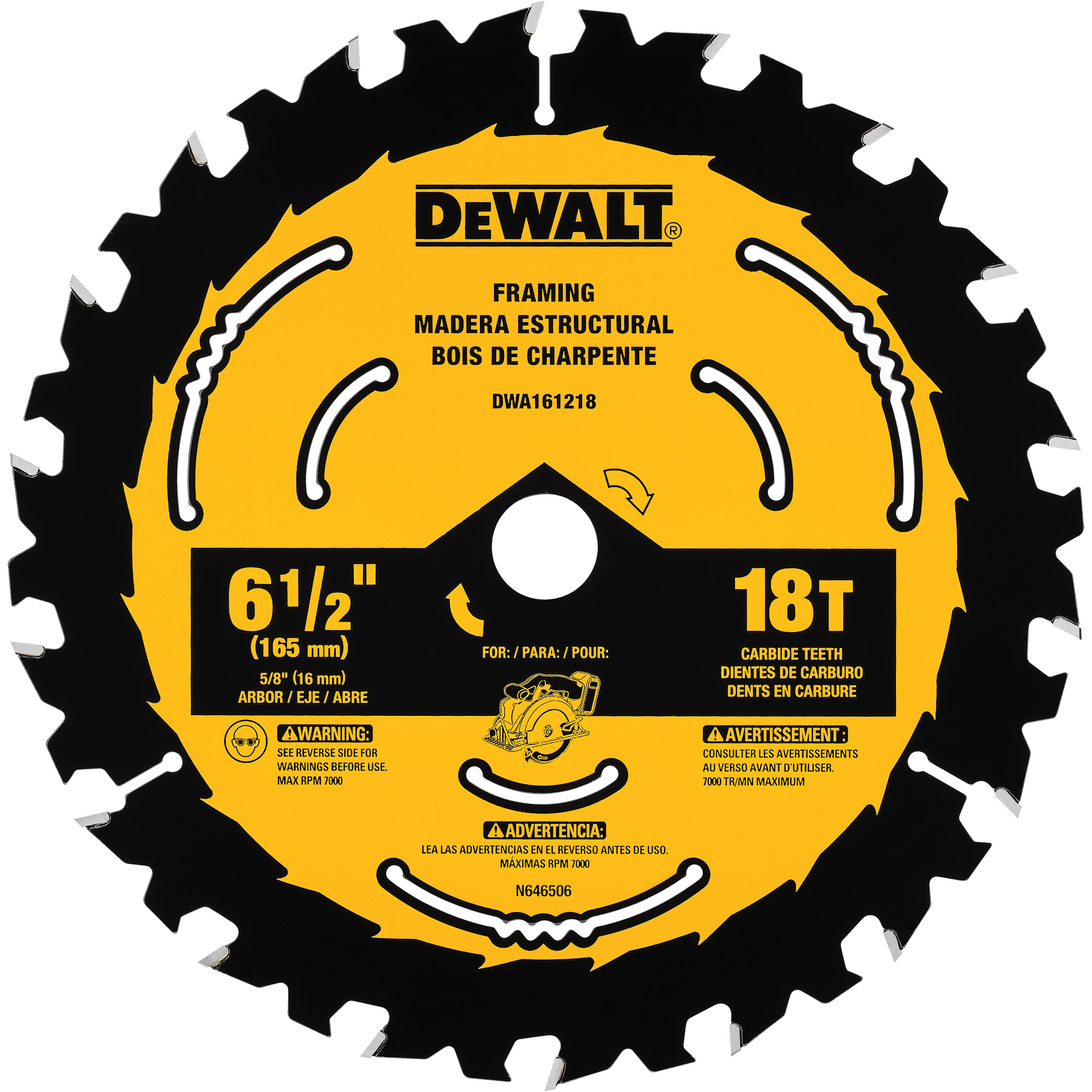 Lame de scie circulaire pour charpente, 6-1/2", 18 dents, Pour Bois