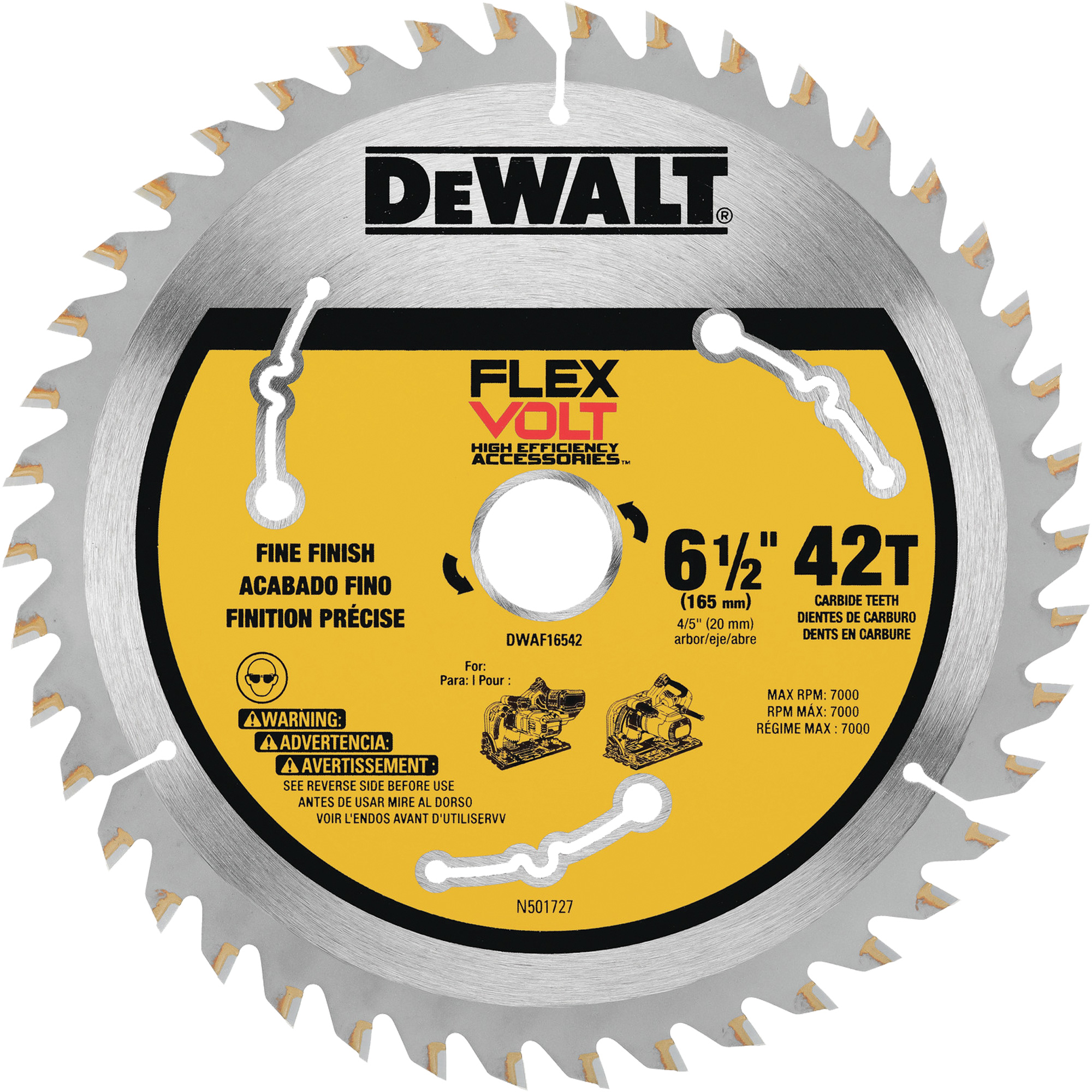 Lame TrackSawMC FlexVoltMD, 6-1/2", 42 dents, Pour Bois