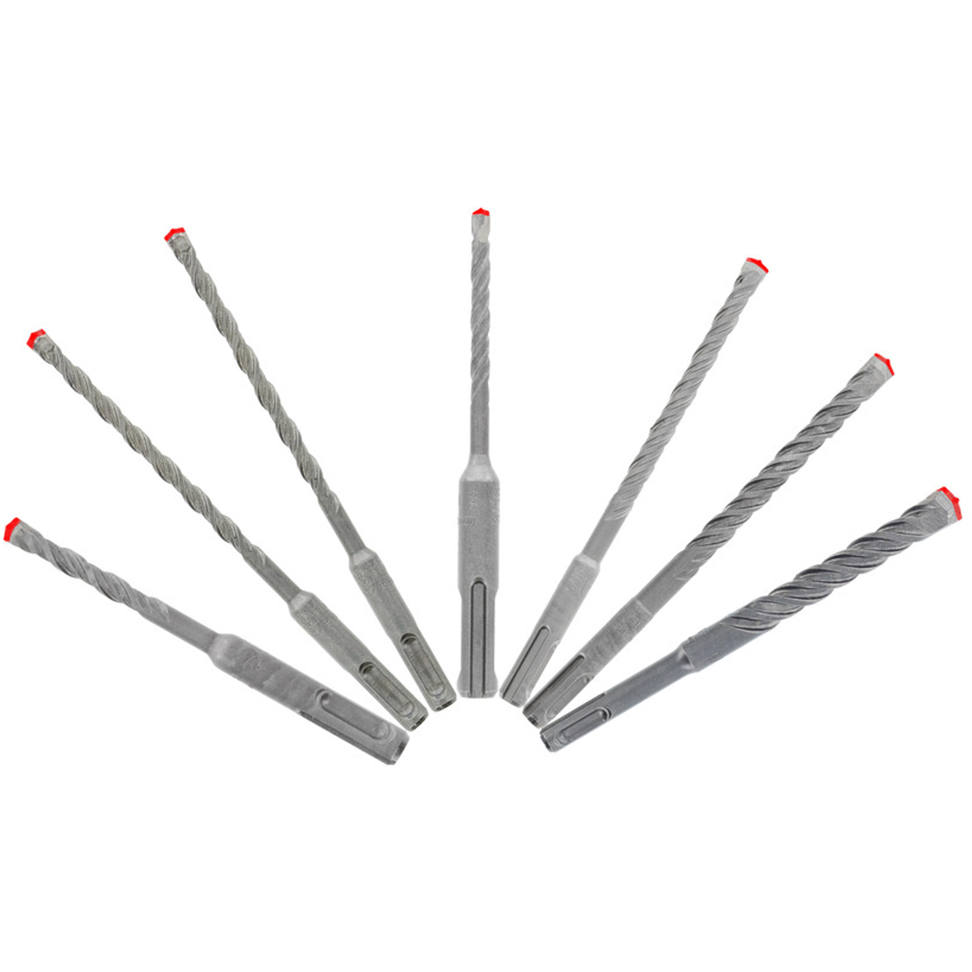 Jeu de forets pour marteau à tête entièrement au carbure à 4 couteaux SDS-Plus Rebar DemonMC, 7 morceaux, Carbure