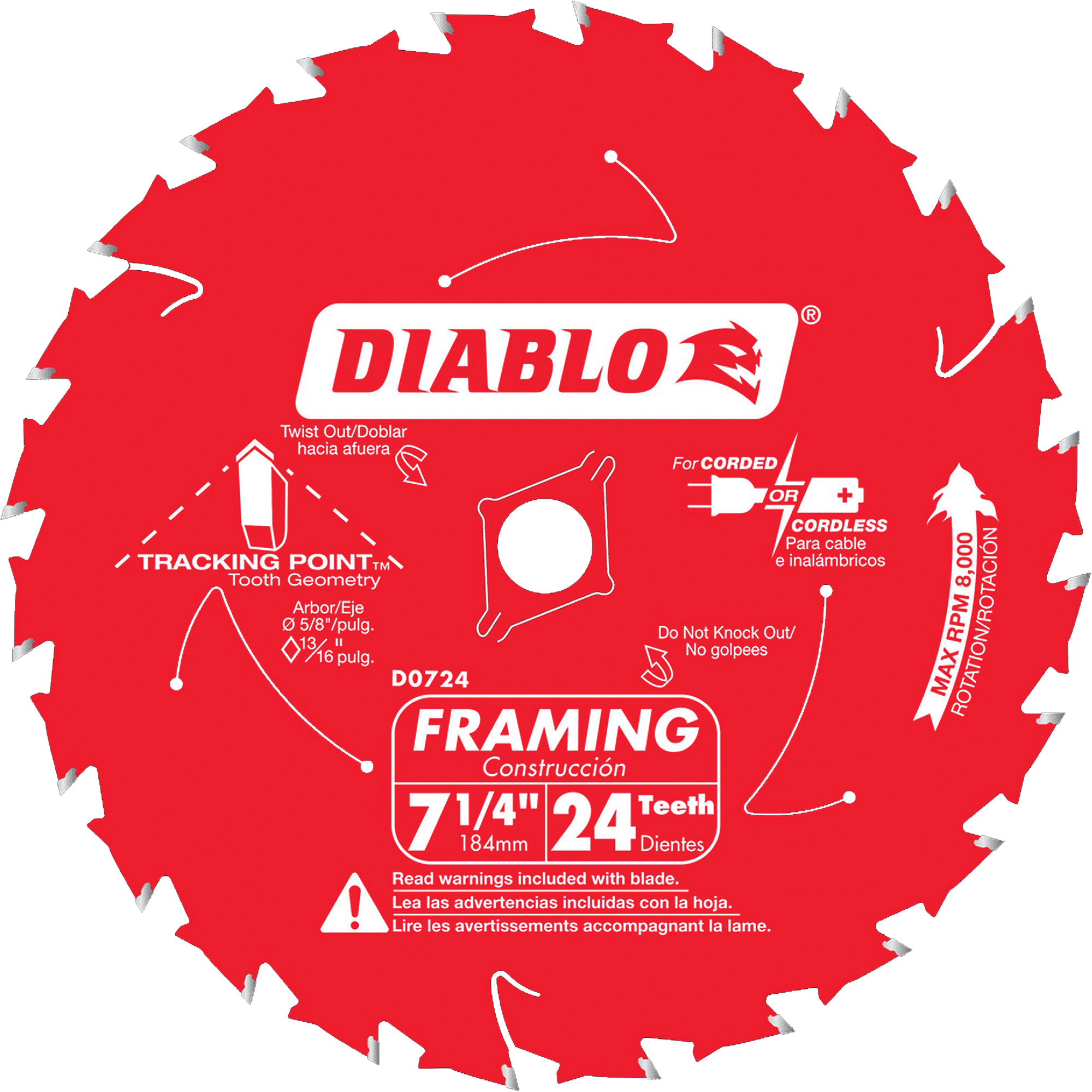 Lame de scie à charpente, 7-1/4", 24 dents, Pour Bois