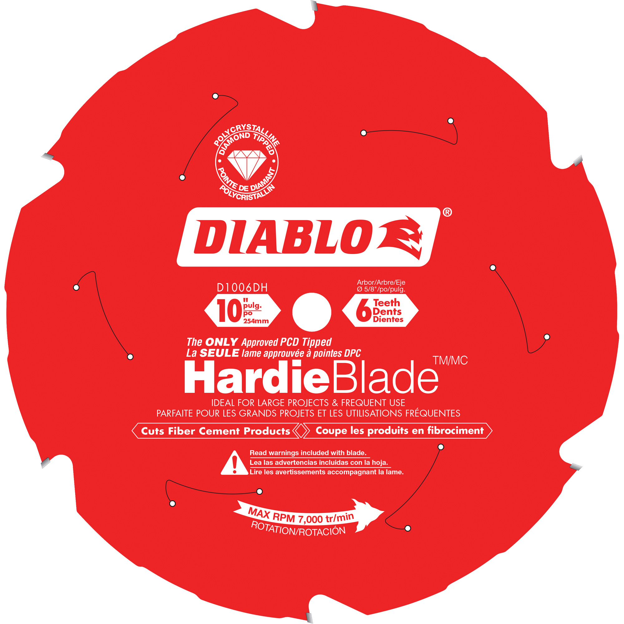 Lame de scie à découper HardieBladeMC, 10", 6 dents, Pour Béton de fibre