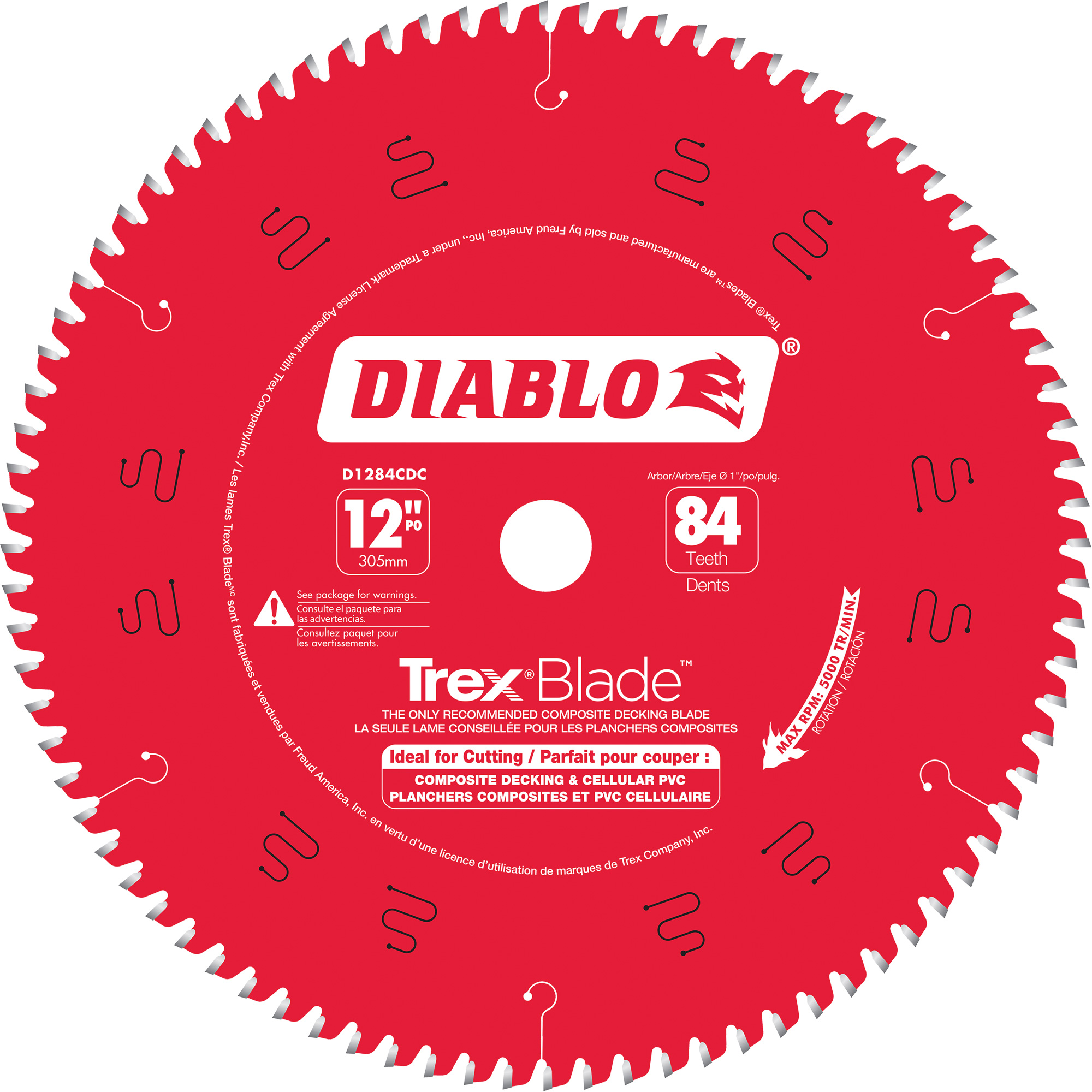 Lame de scie à découper TrexMD BladeMC, 12", 84 dents, Pour Plastique/Plastique