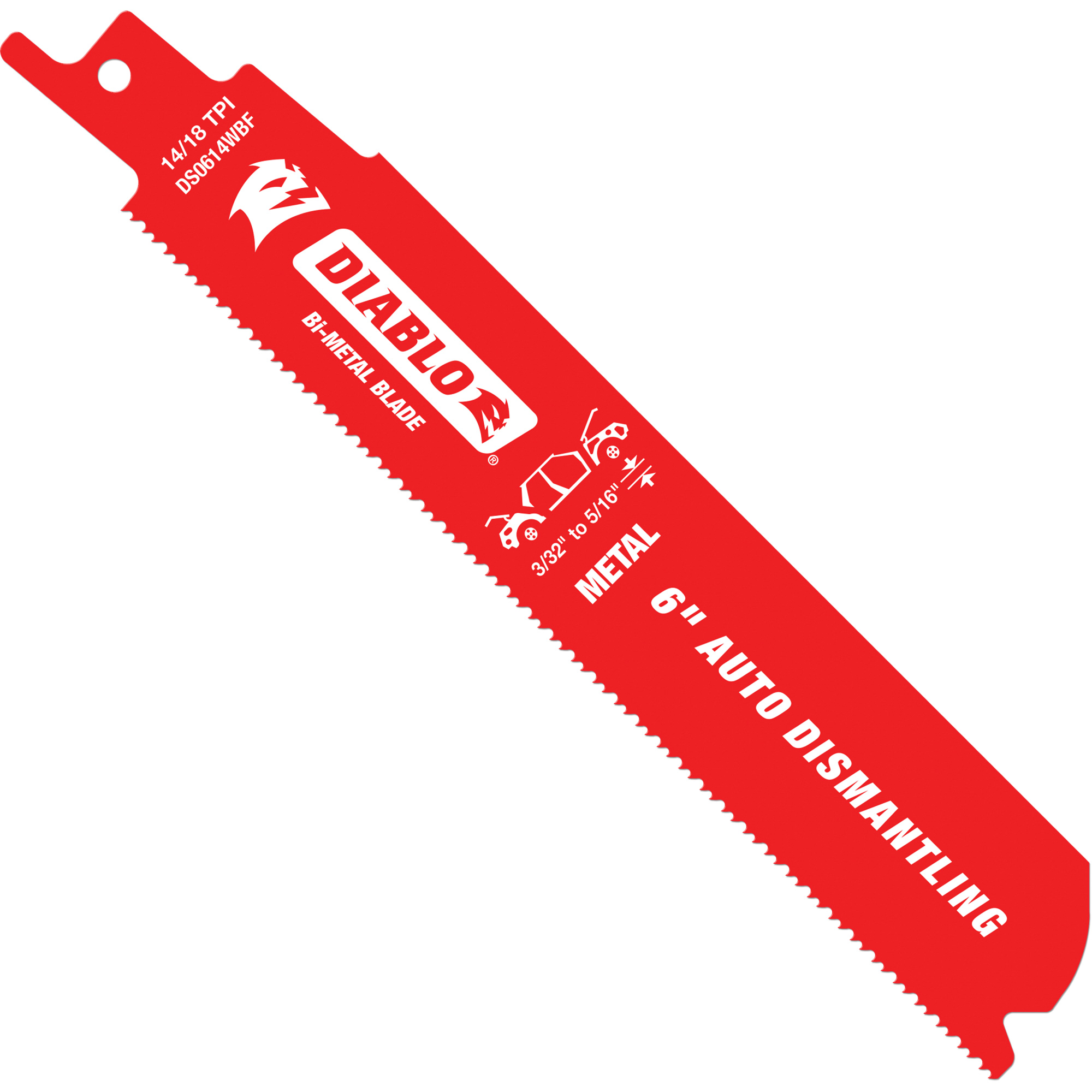 Lame de scie alternative autodémontage, Bimétal, 10-14 Dents par pouce, 6" lo x 1" la