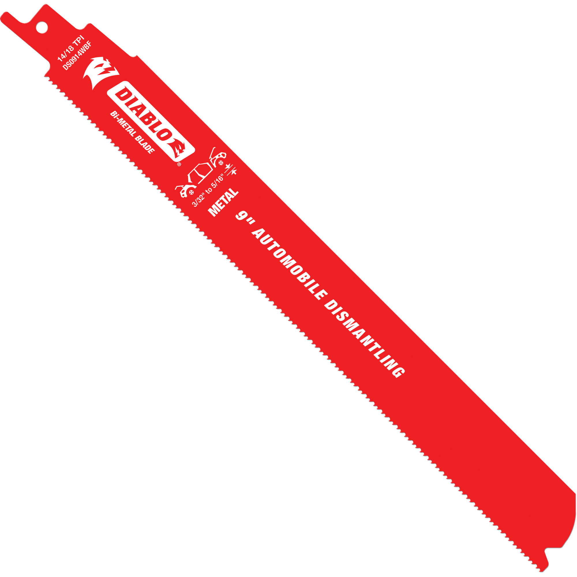 Lame de scie alternative autodémontage, Bimétal, 10-14 Dents par pouce, 9" lo x 1" la