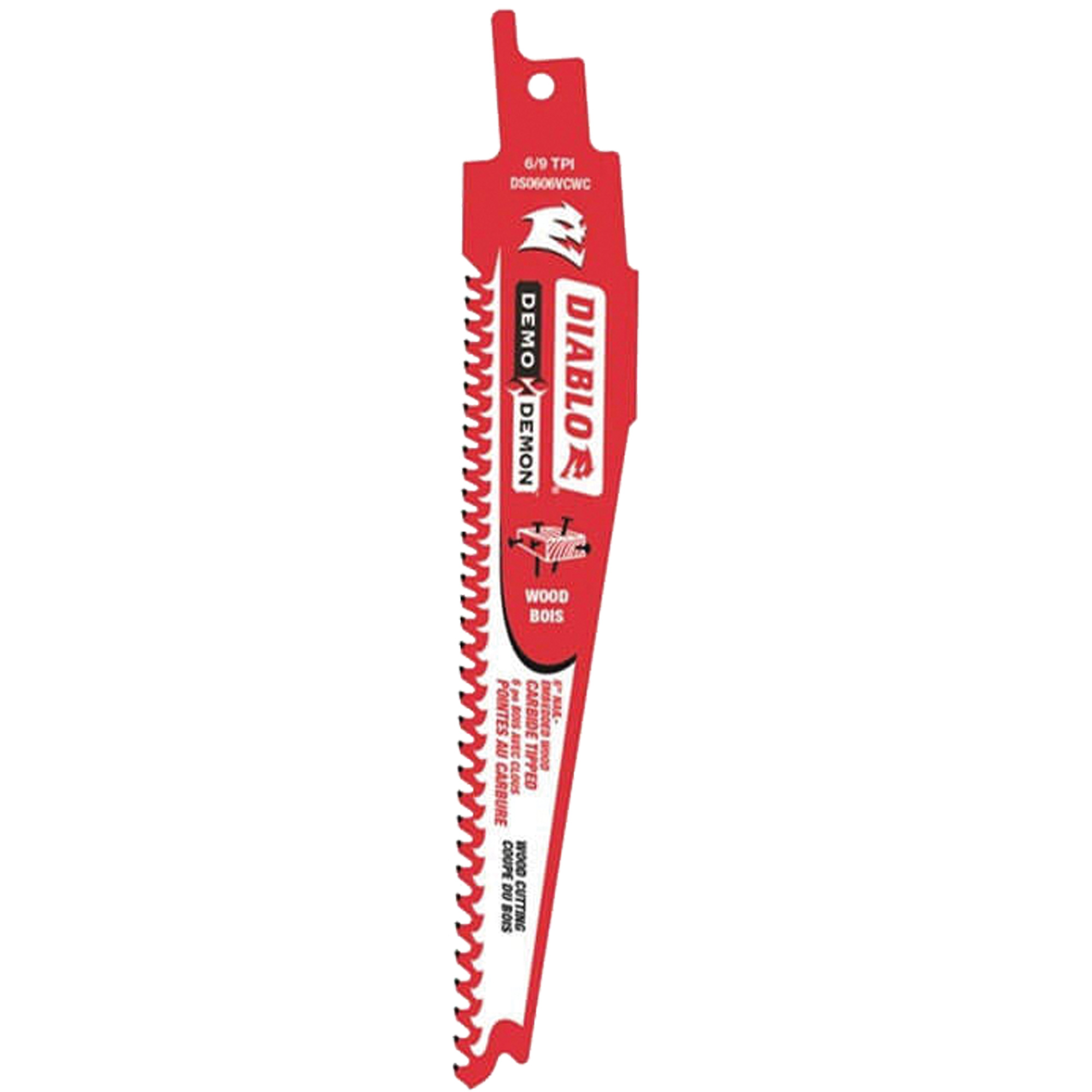 Lame de scie alternative, Carbure, 6 Dents par pouce, 6" lo x 1" la