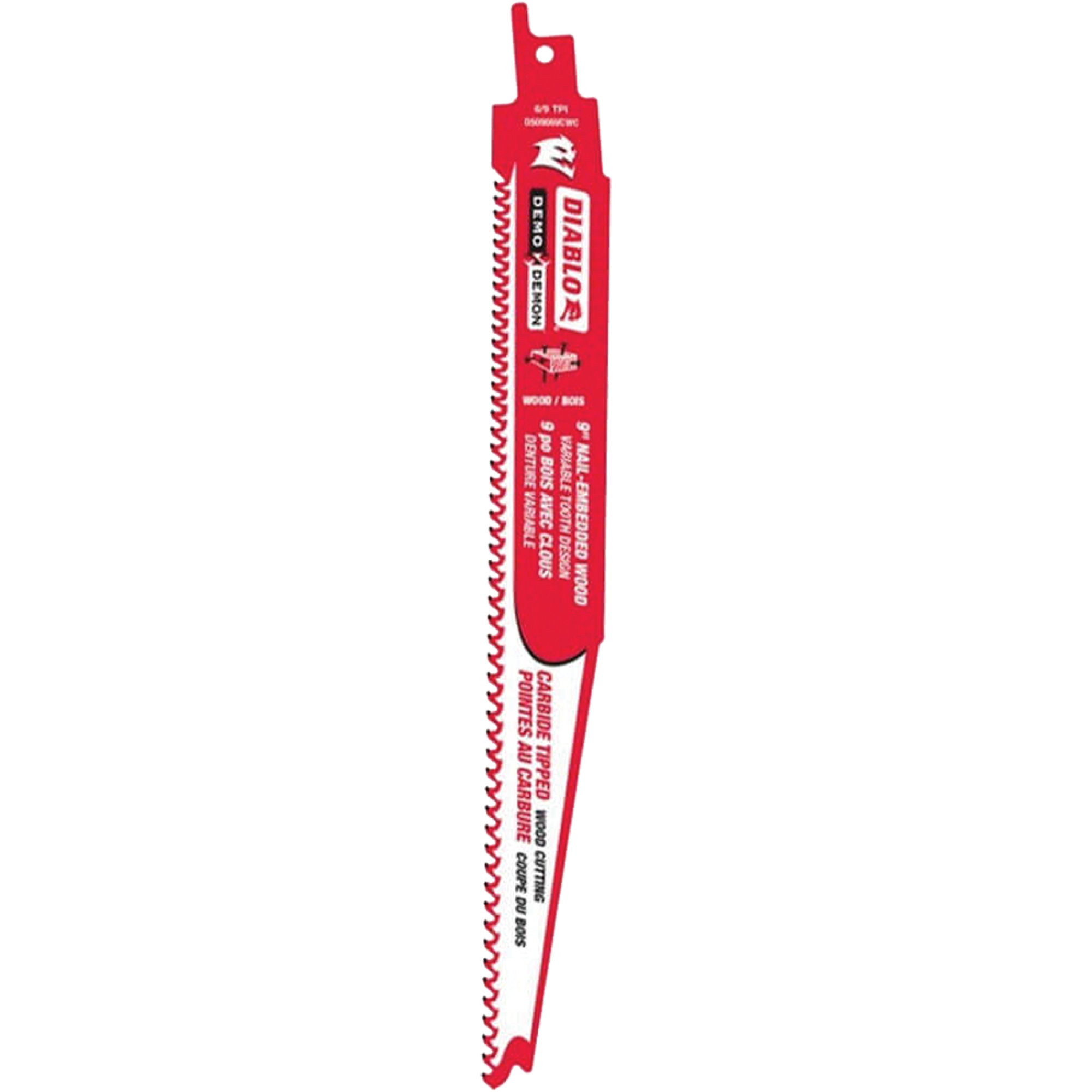 Lame de scie alternative, Carbure, 6 Dents par pouce, 9" lo x 1" la