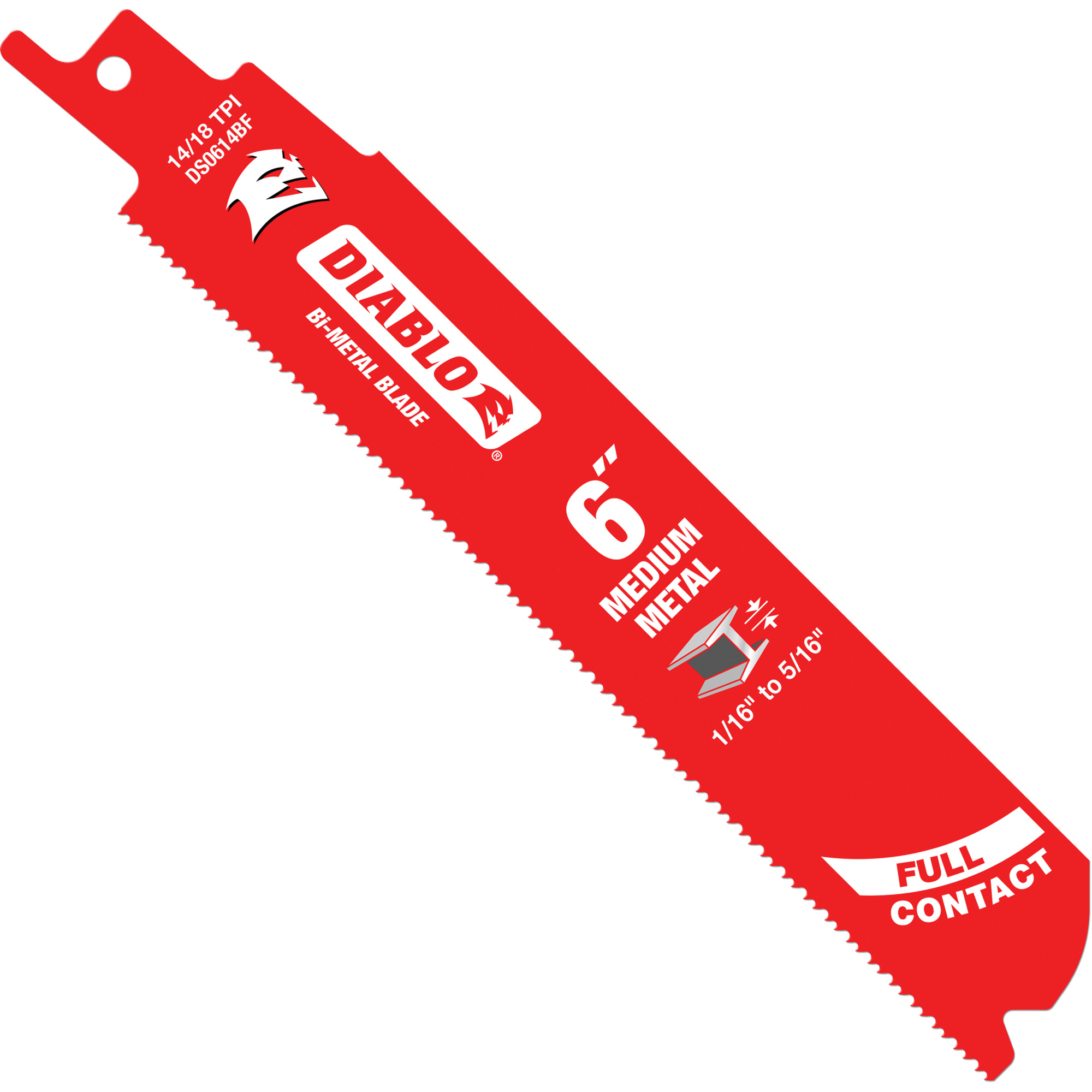 Lame de scie alternative de série moyenne pour le métal, Bimétal, 14-18 Dents par pouce, 6" lo x 1" la
