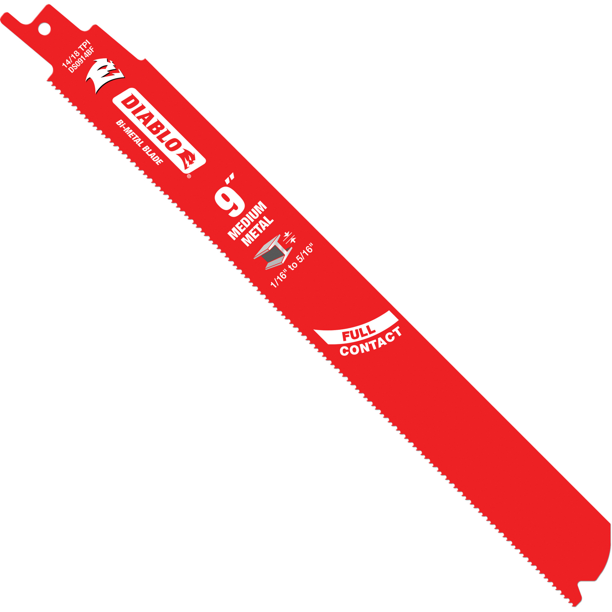 Lame de scie alternative de série moyenne pour le métal, Bimétal, 14-18 Dents par pouce, 9" lo x 1" la