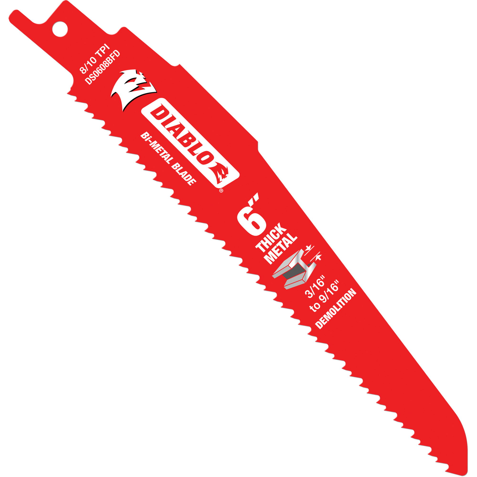 Lame de scie alternative pour la démolition et les métaux épais, Bimétal, 8-10 Dents par pouce, 6" lo