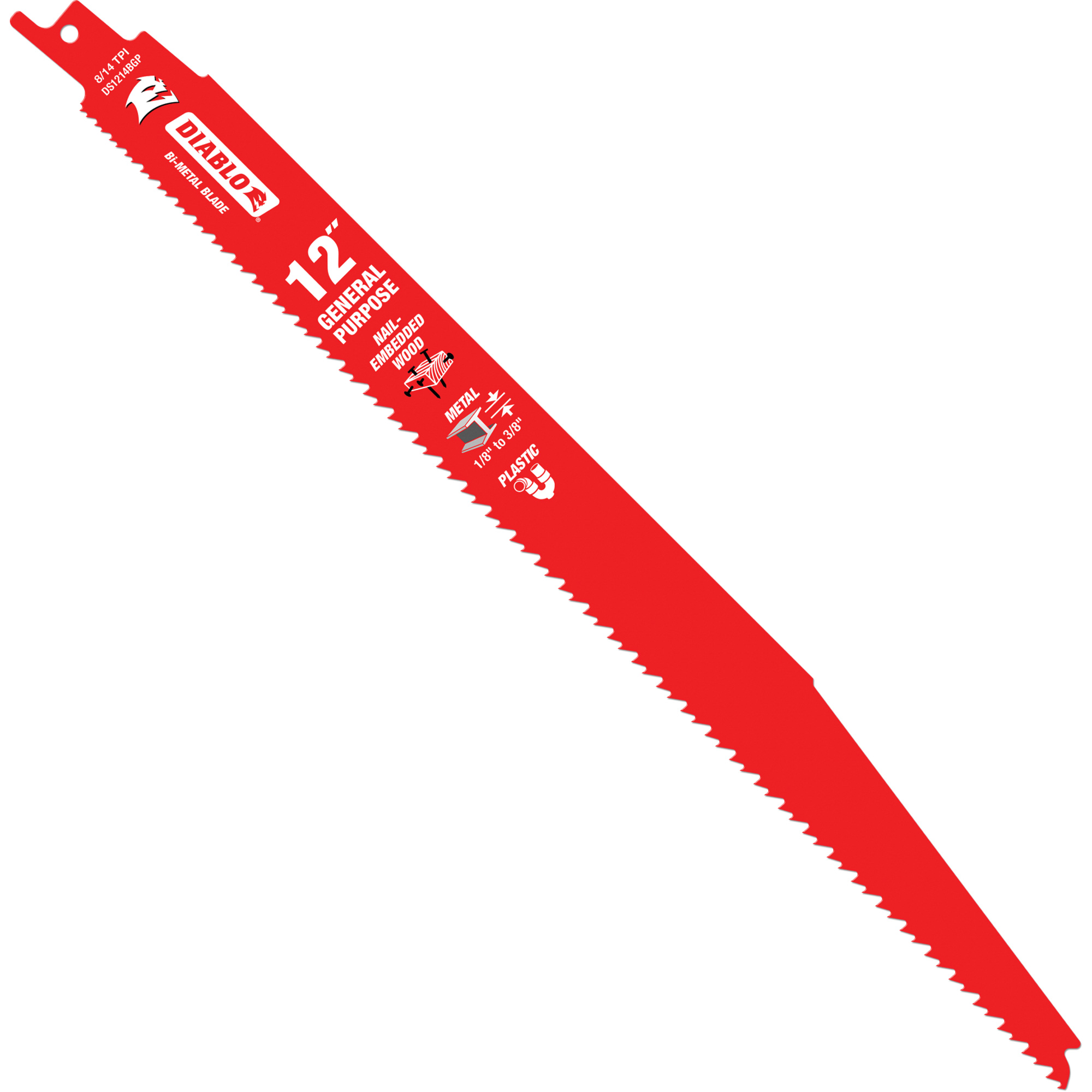 Lame de scie alternative tout usage, Bimétal, 8-14 Dents par pouce, 12" lo x 1" la