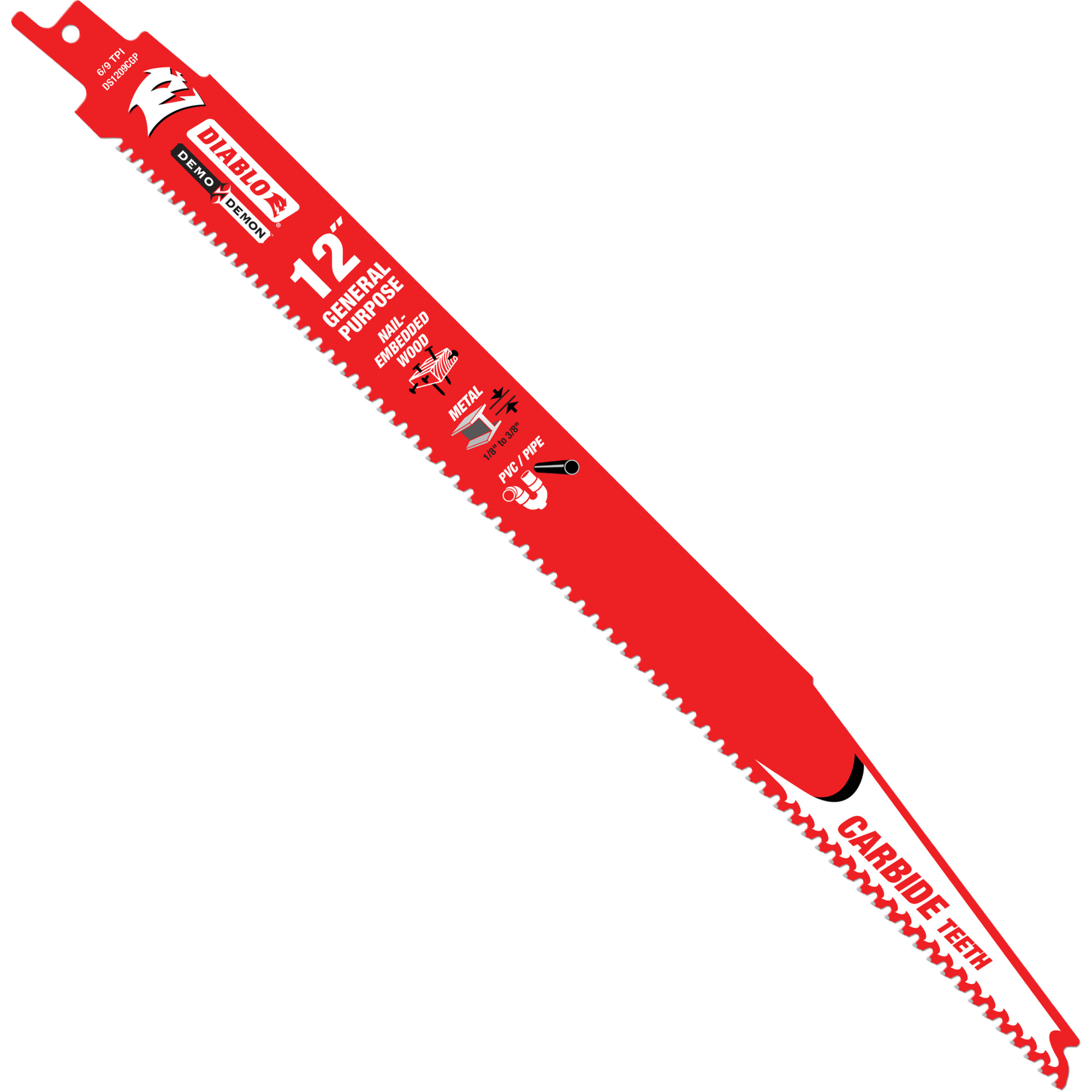 Lame de scie alternative tout usage, Carbure, 6-9 Dents par pouce, 12" lo x 1" la