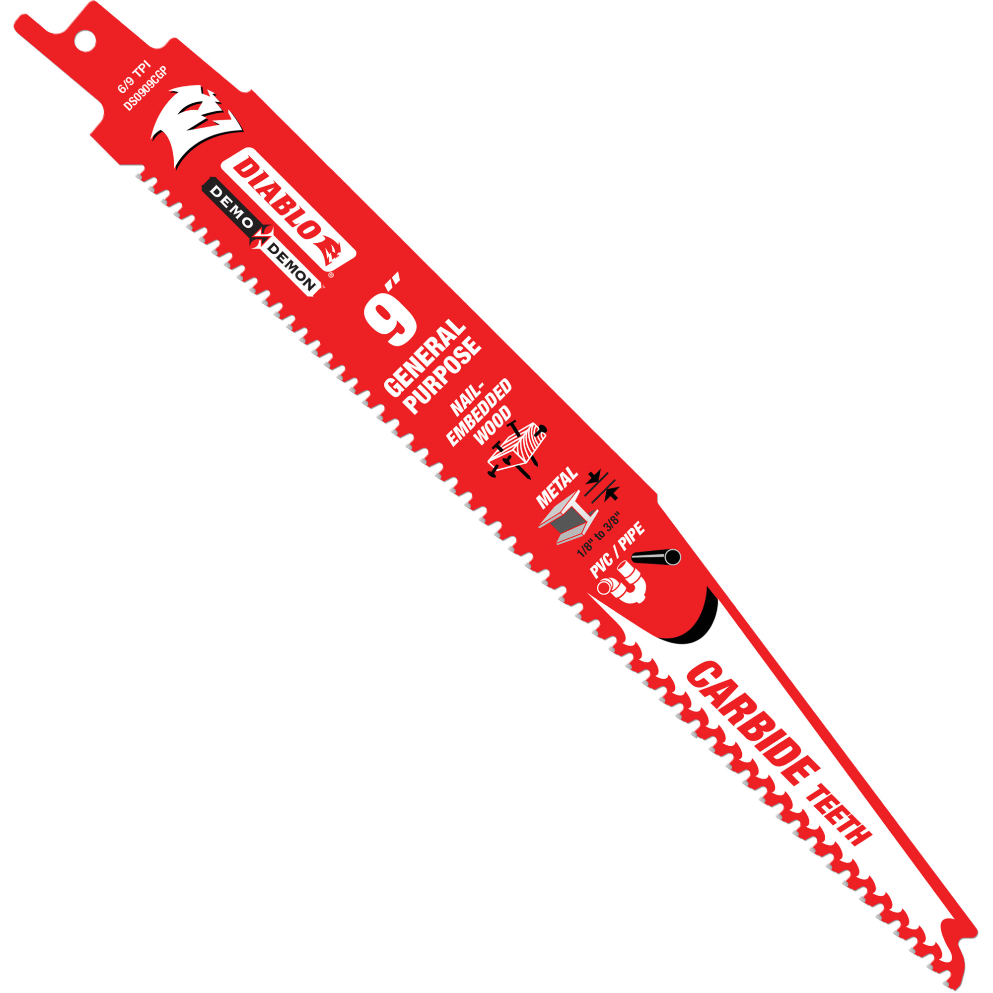 Lame de scie alternative tout usage, Carbure, 6-9 Dents par pouce, 9" lo x 1" la