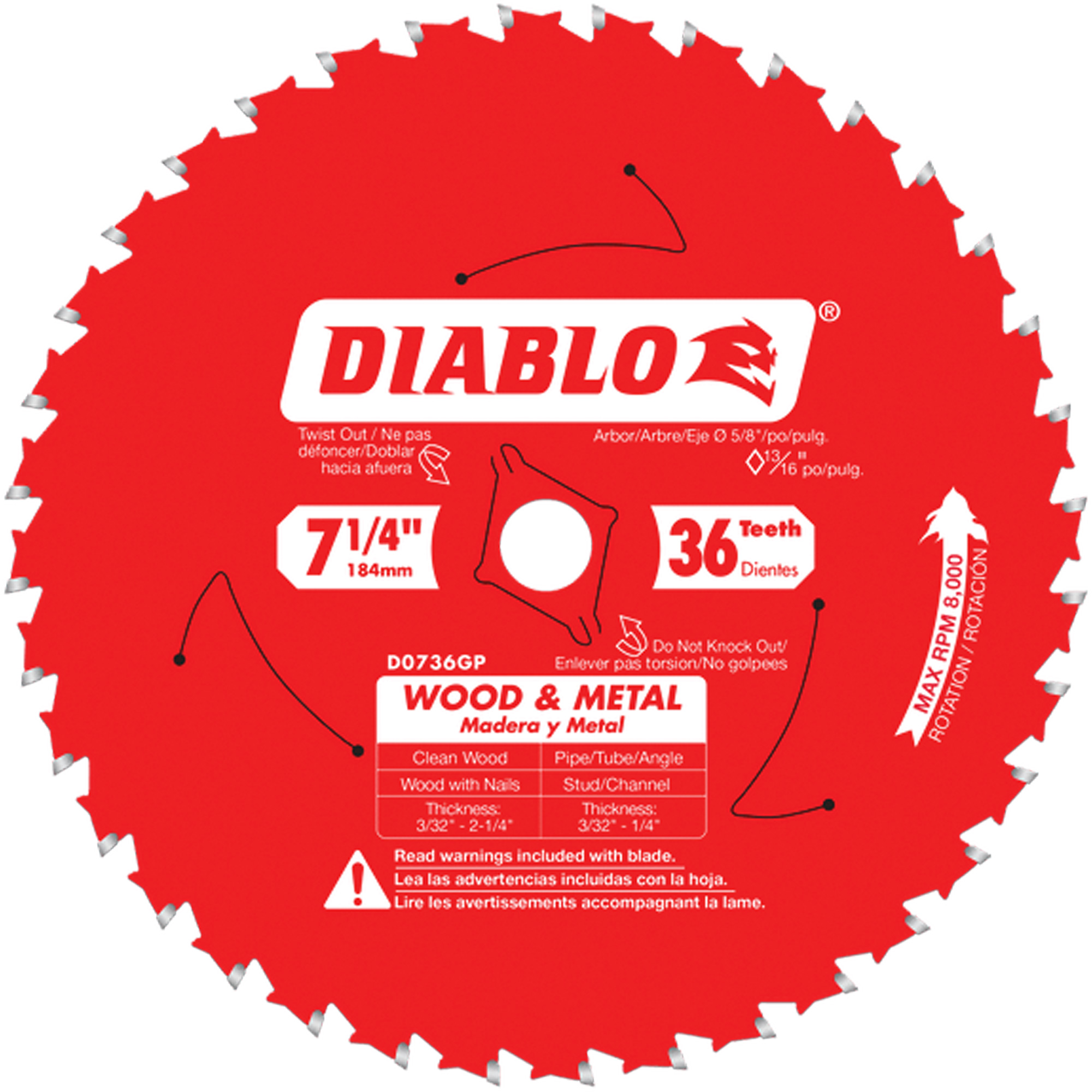 Lame de scie Cermet II Steel DemonMC, 7-1/4", 36 dents, Pour Métal