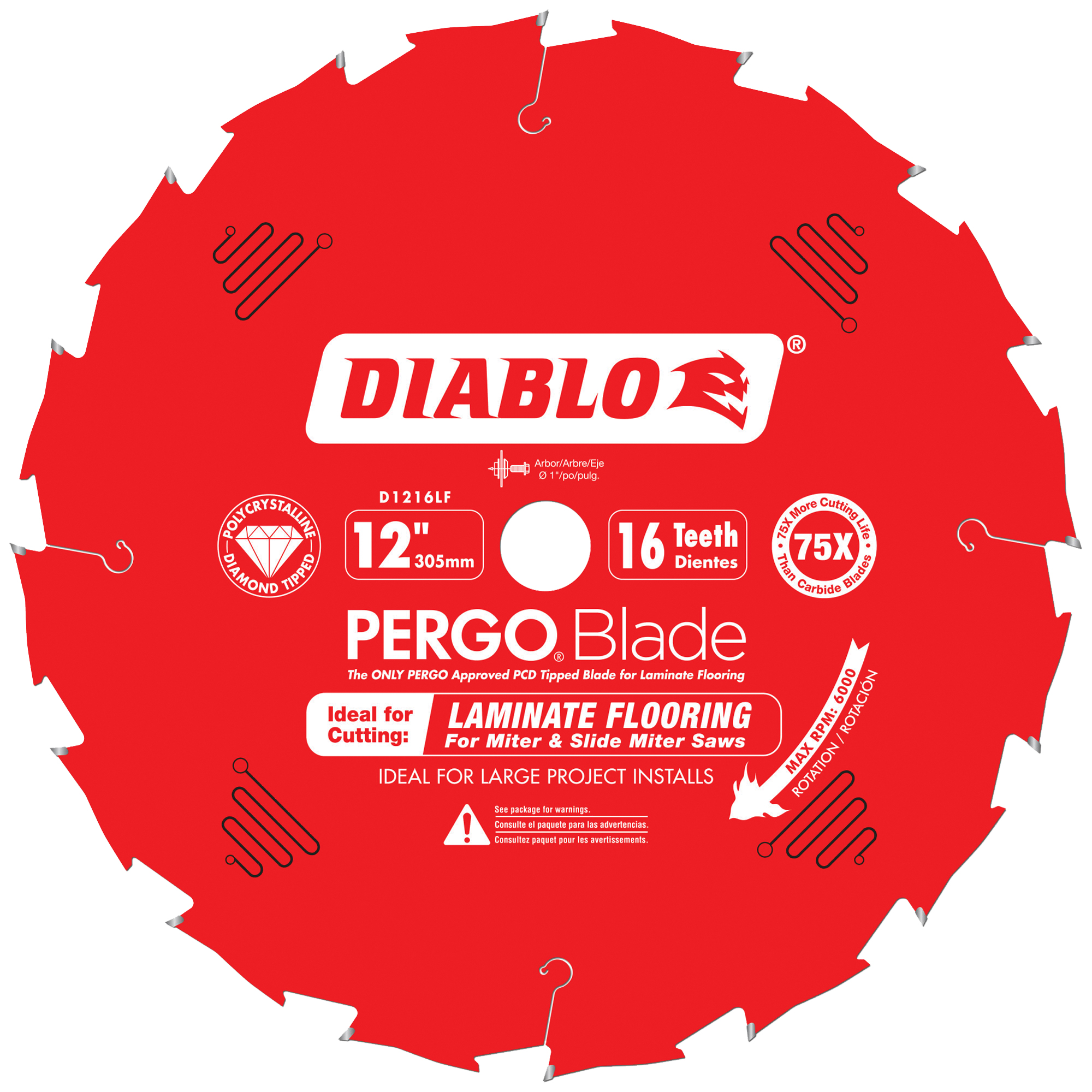 Lame de scie circulaire, 12", 16 dents, Pour Stratifié